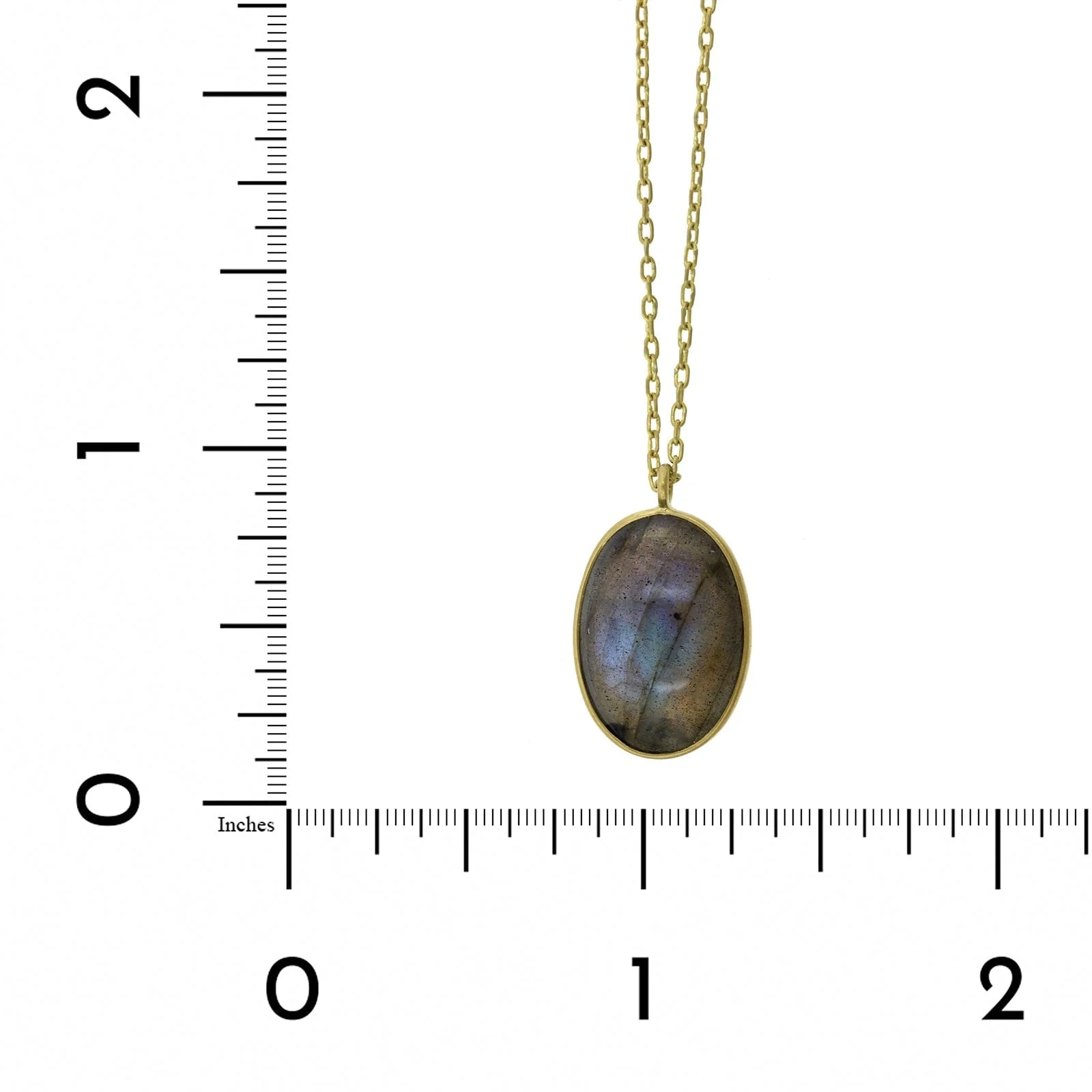 18K Yellow Gold Oval Labradorite Pendant - Image 3