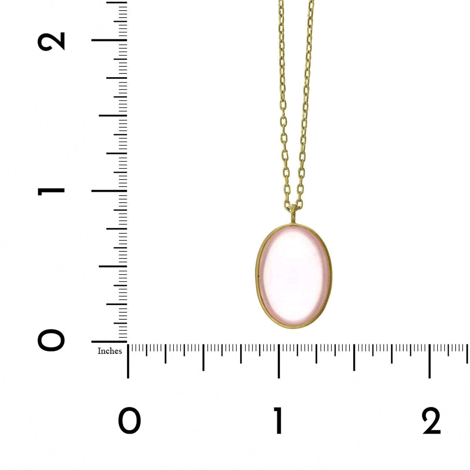 18K Yellow Gold Oval Rose Quartz Pendant - Image 3