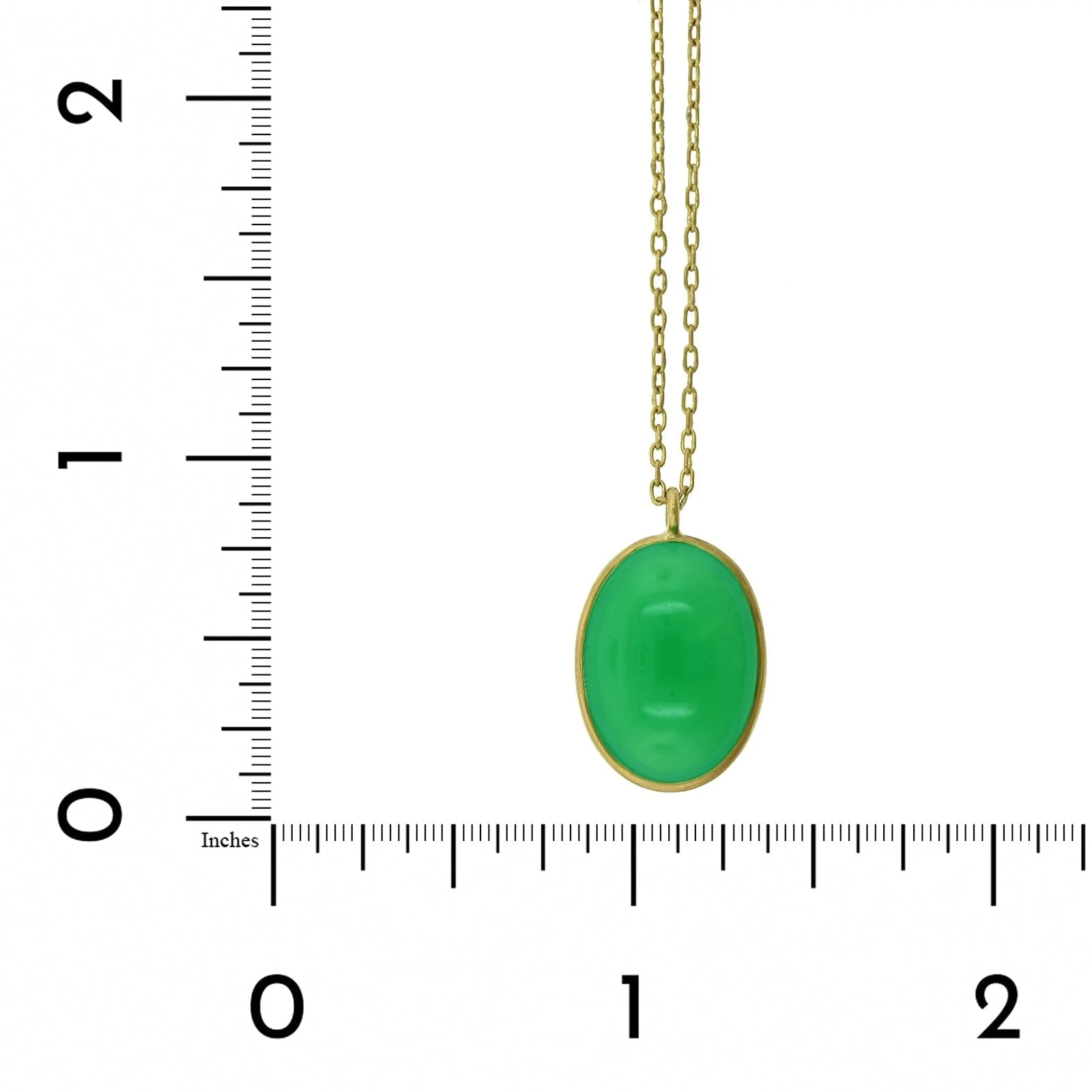 18K Yellow Gold Oval Chrysoprase Pendant - Image 3