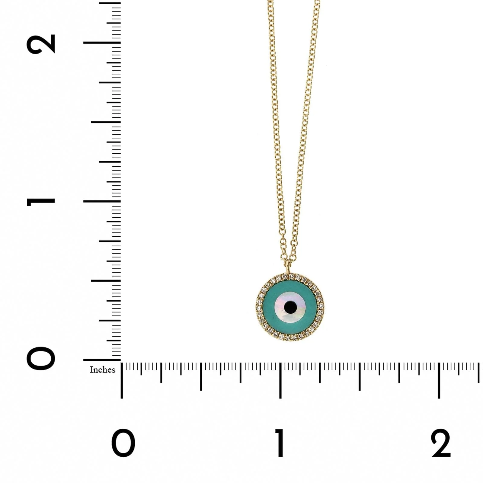 14K Yellow Gold Evil Eye Diamond Halo Pendant - Image 4