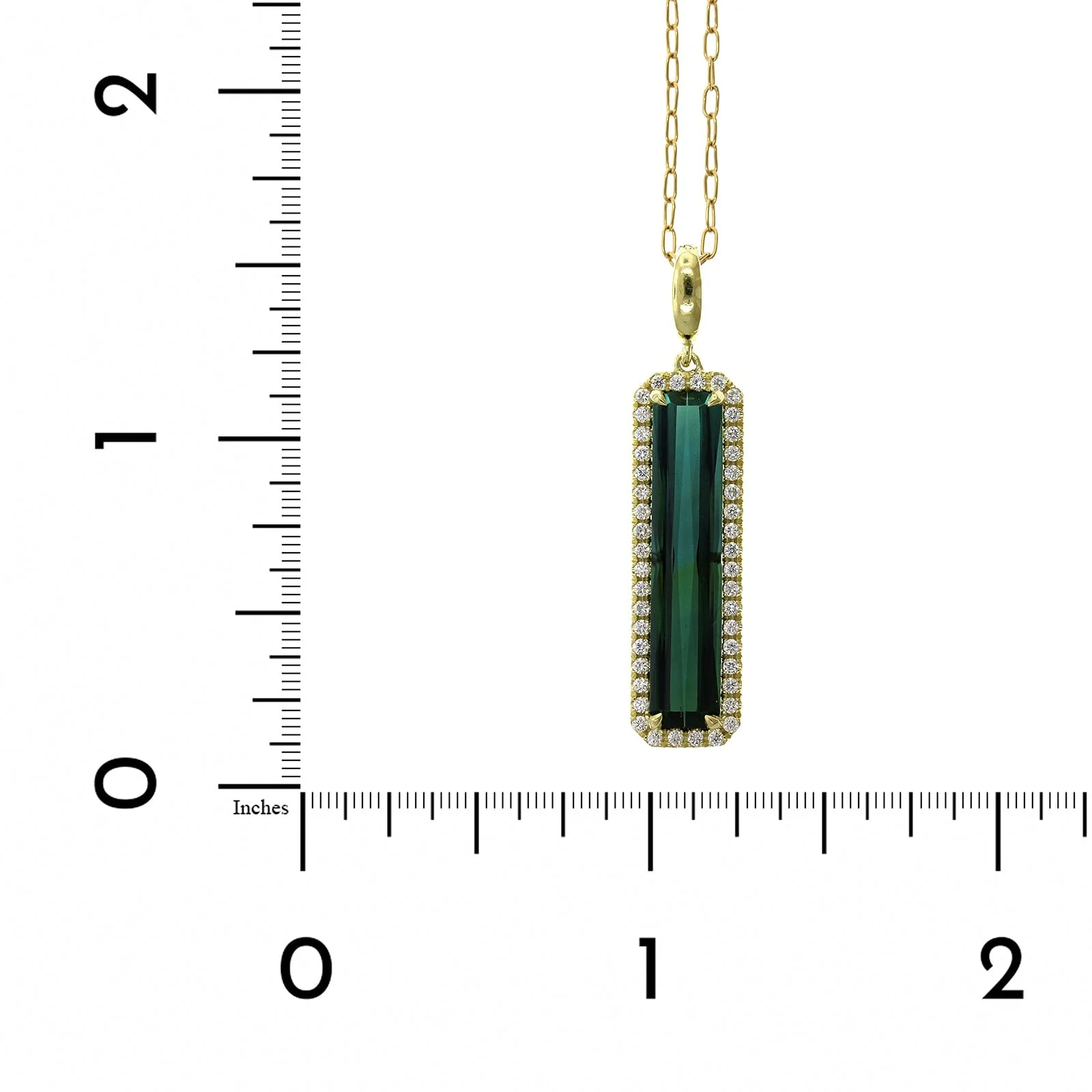 18K Yellow Gold Green Tourmaline Diamond Halo Pendant - Image 4