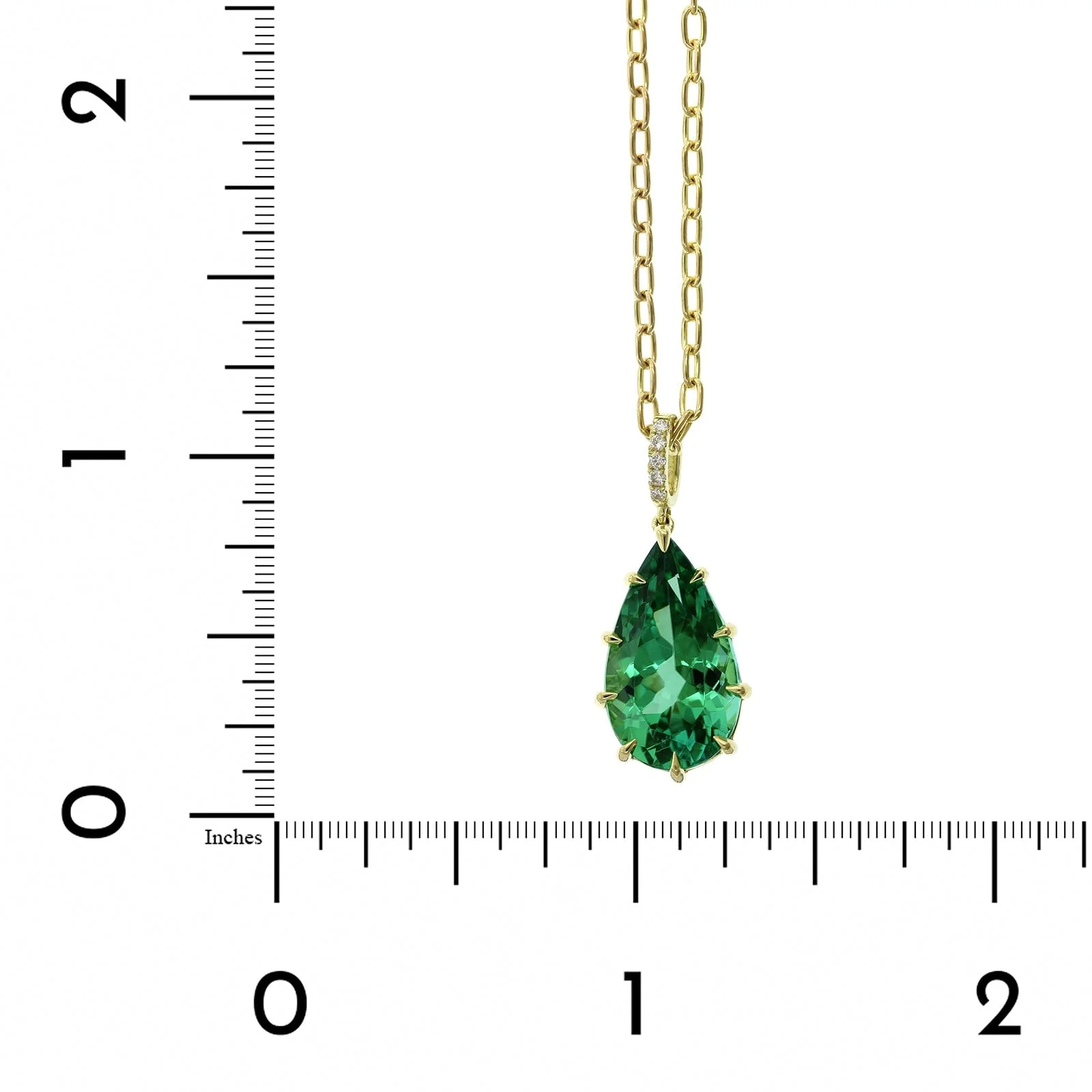 18K Yellow Gold Pear Shape Green Tourmaline Pendant - Image 5