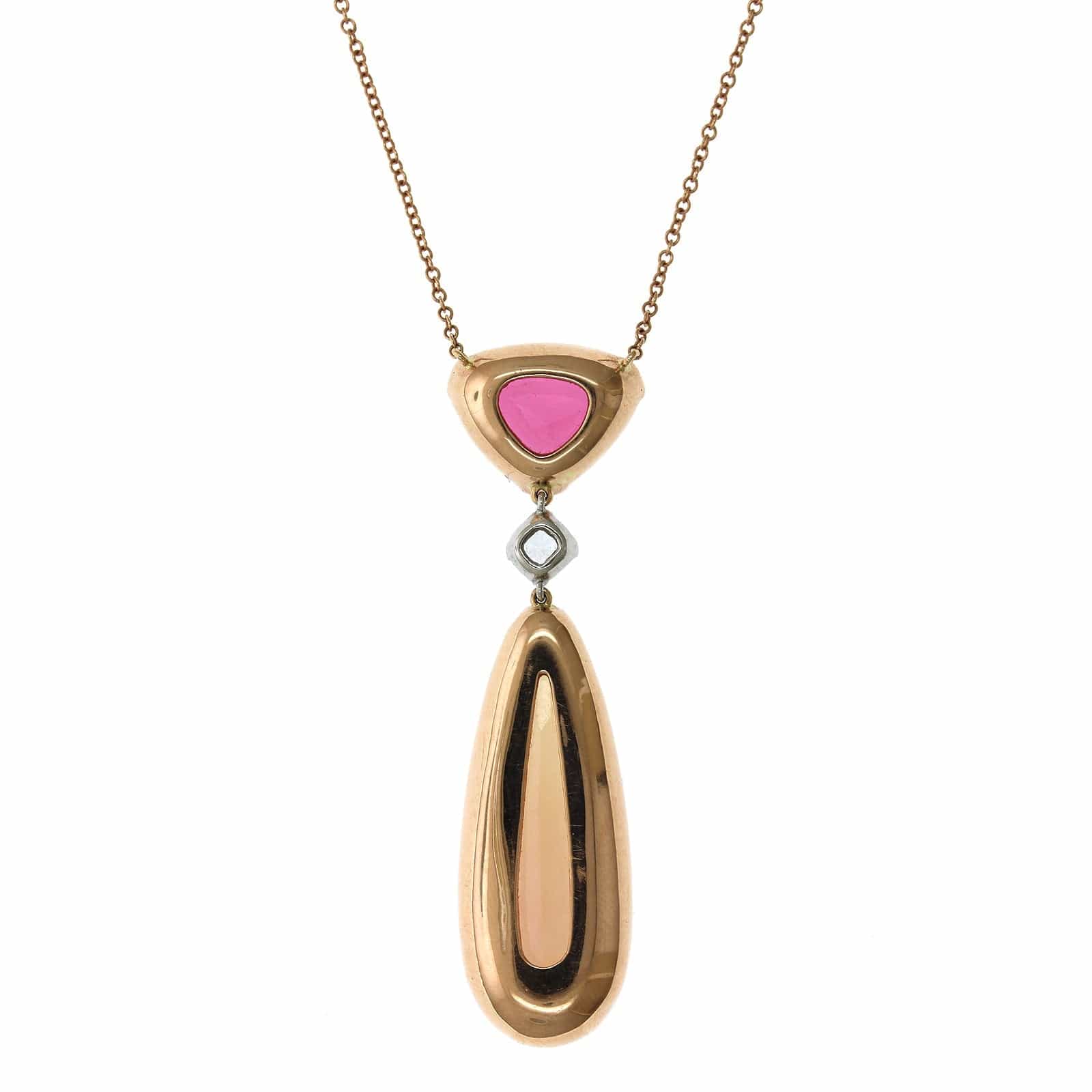 18K Rose Gold Pink Spinel and Topaz Necklace - Image 2