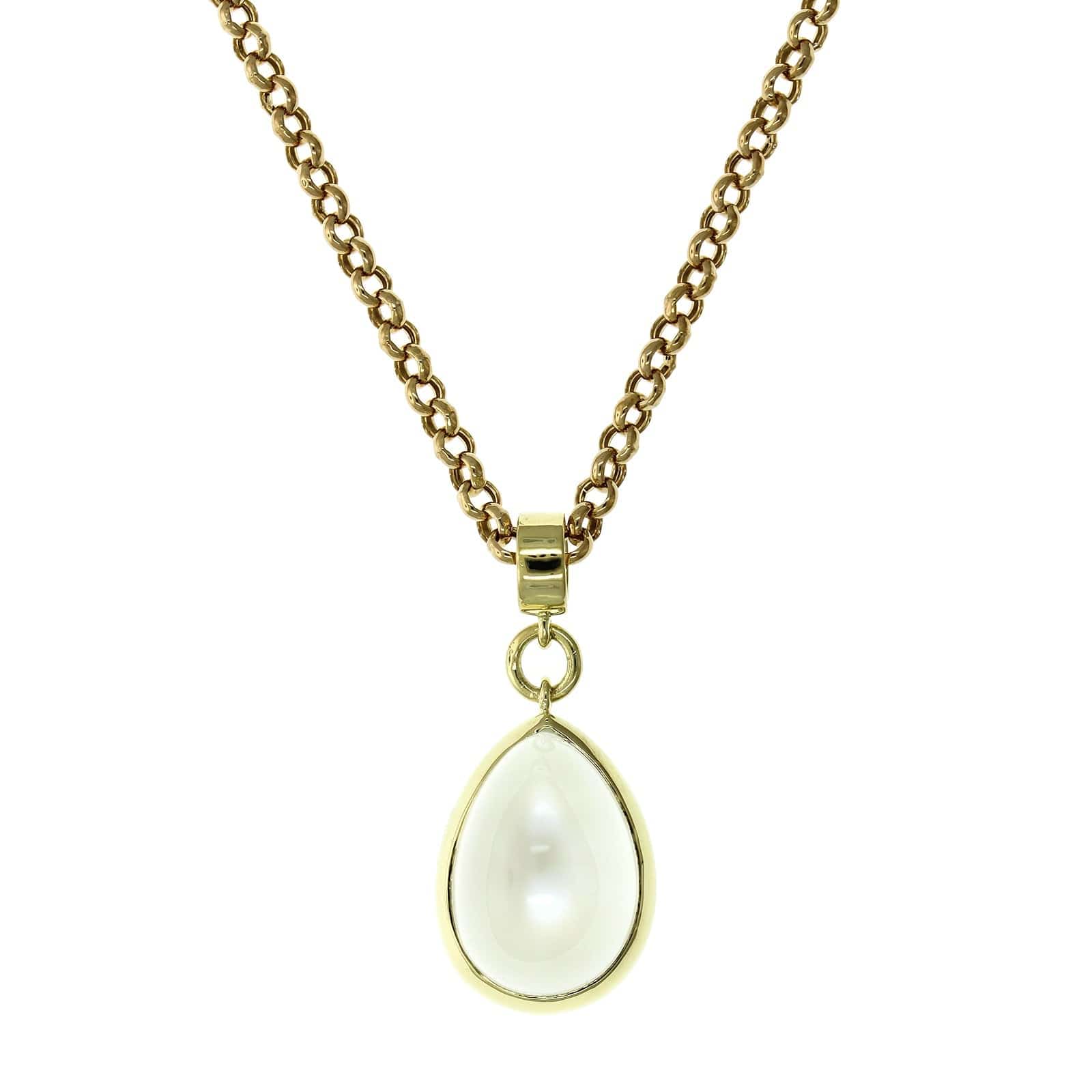 18K Yellow Gold Pear Shape Moonstone Pendant