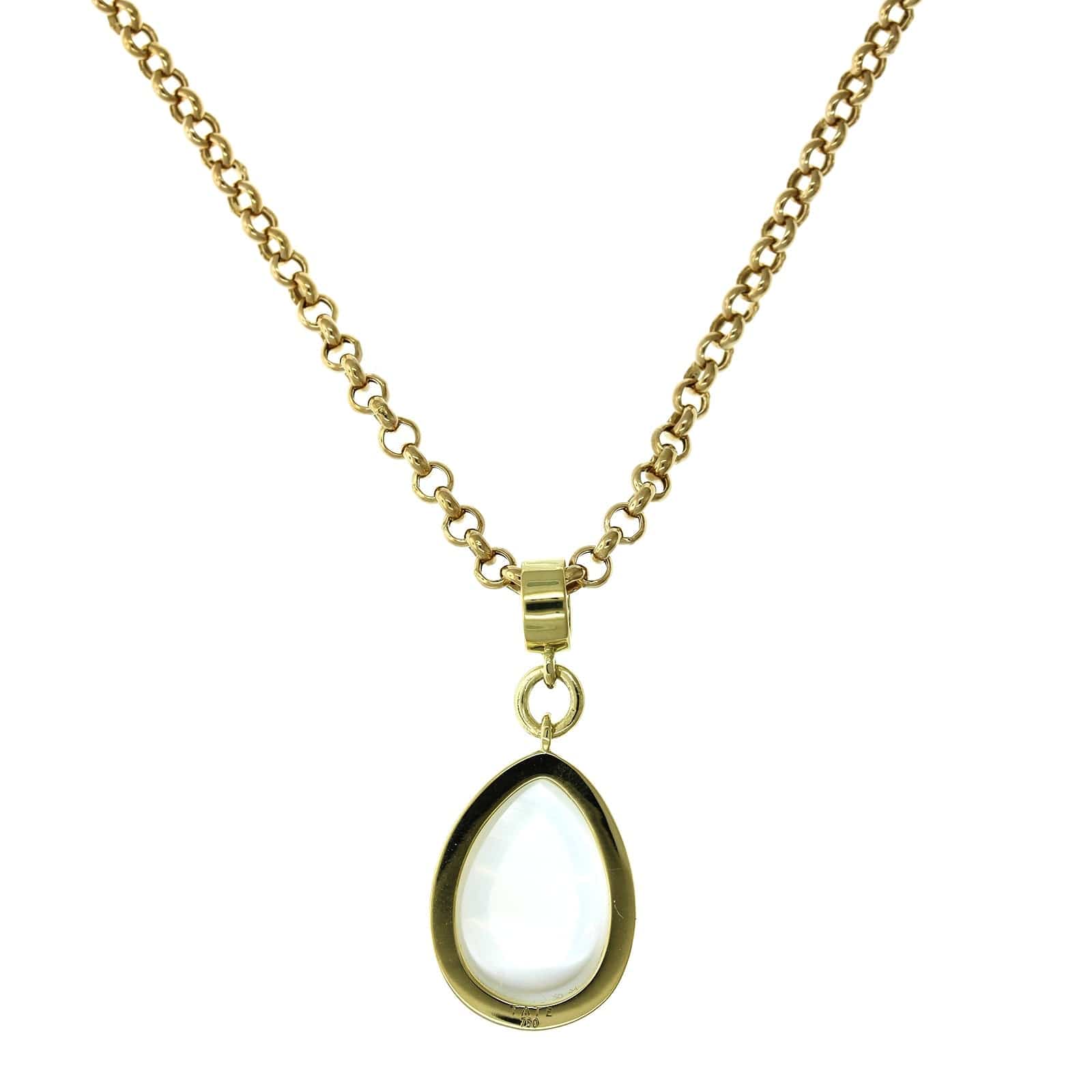 18K Yellow Gold Pear Shape Moonstone Pendant - Image 2