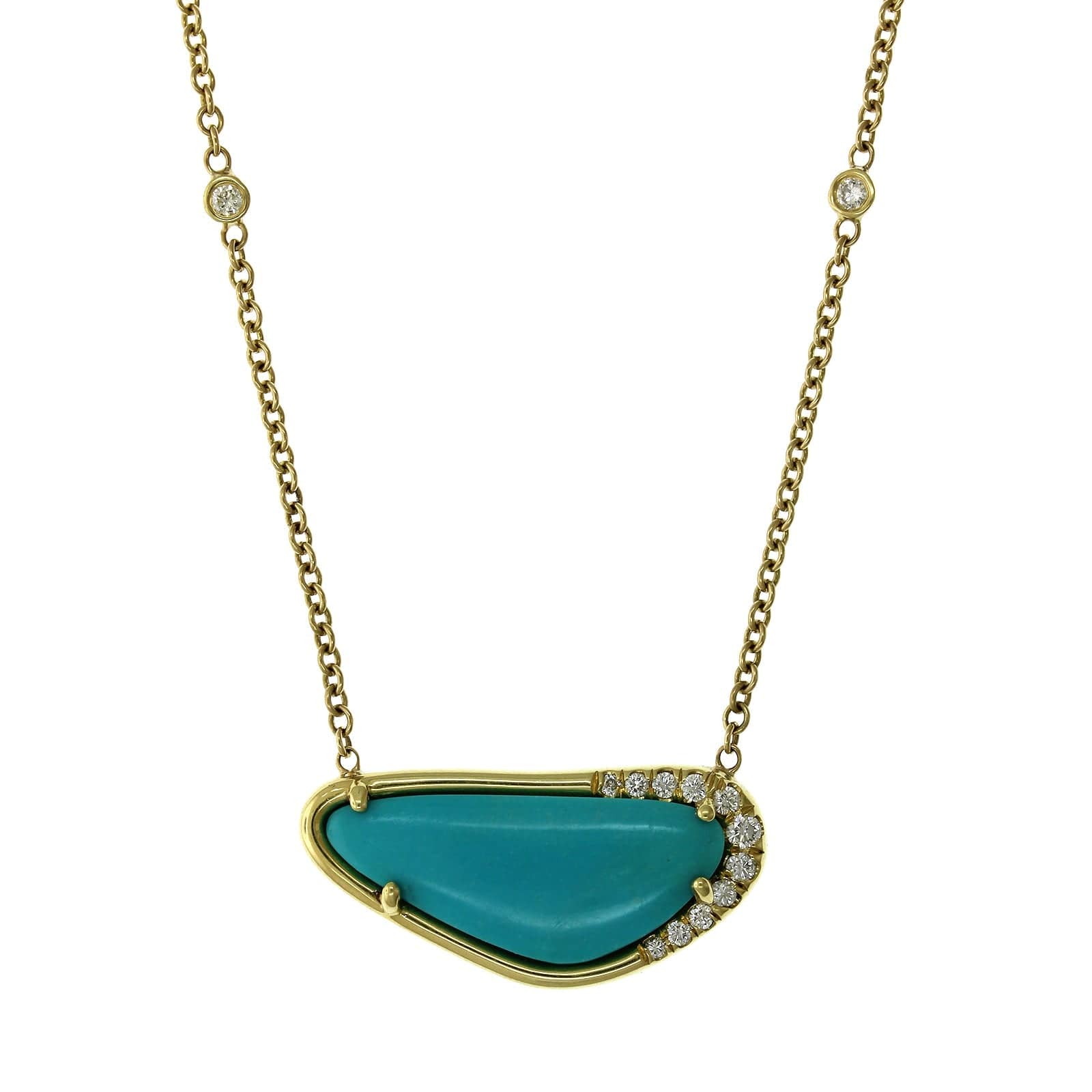 18K Yellow Gold Arizona Turquoise Stella Necklace