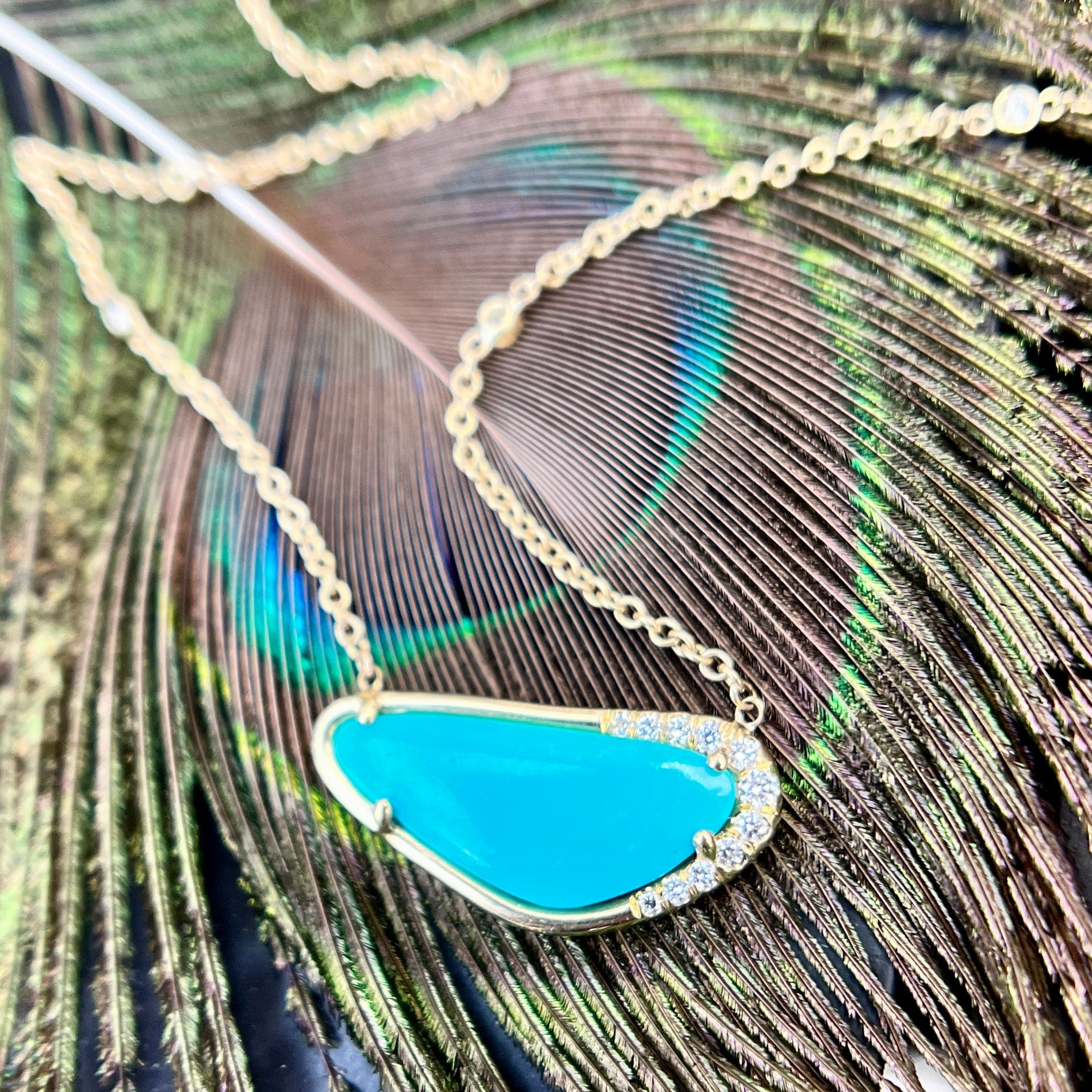 18K Yellow Gold Arizona Turquoise Stella Necklace - Image 2