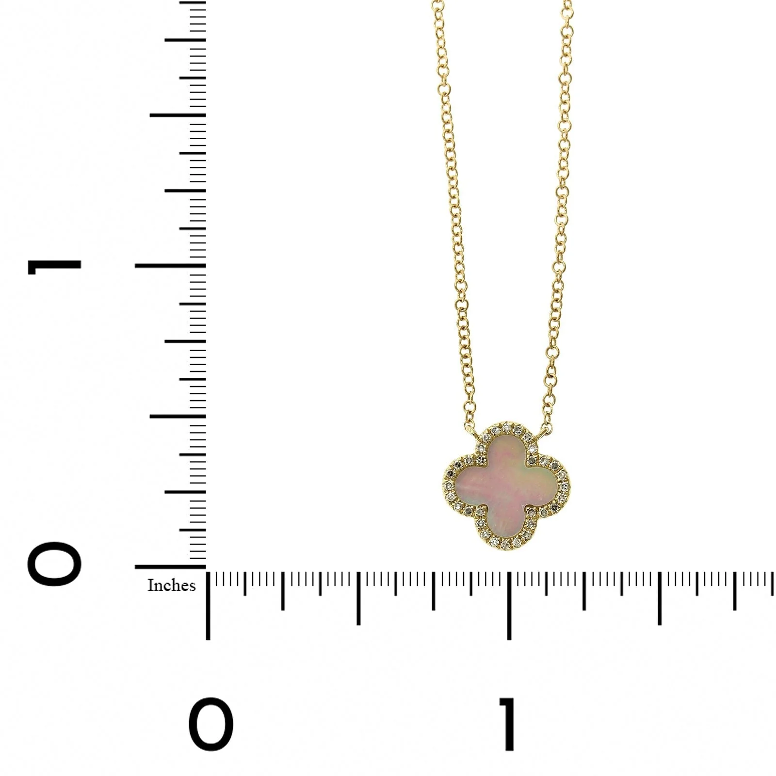 14K White Gold Mother of Pearl Diamond Halo Clover Pendant - Image 4