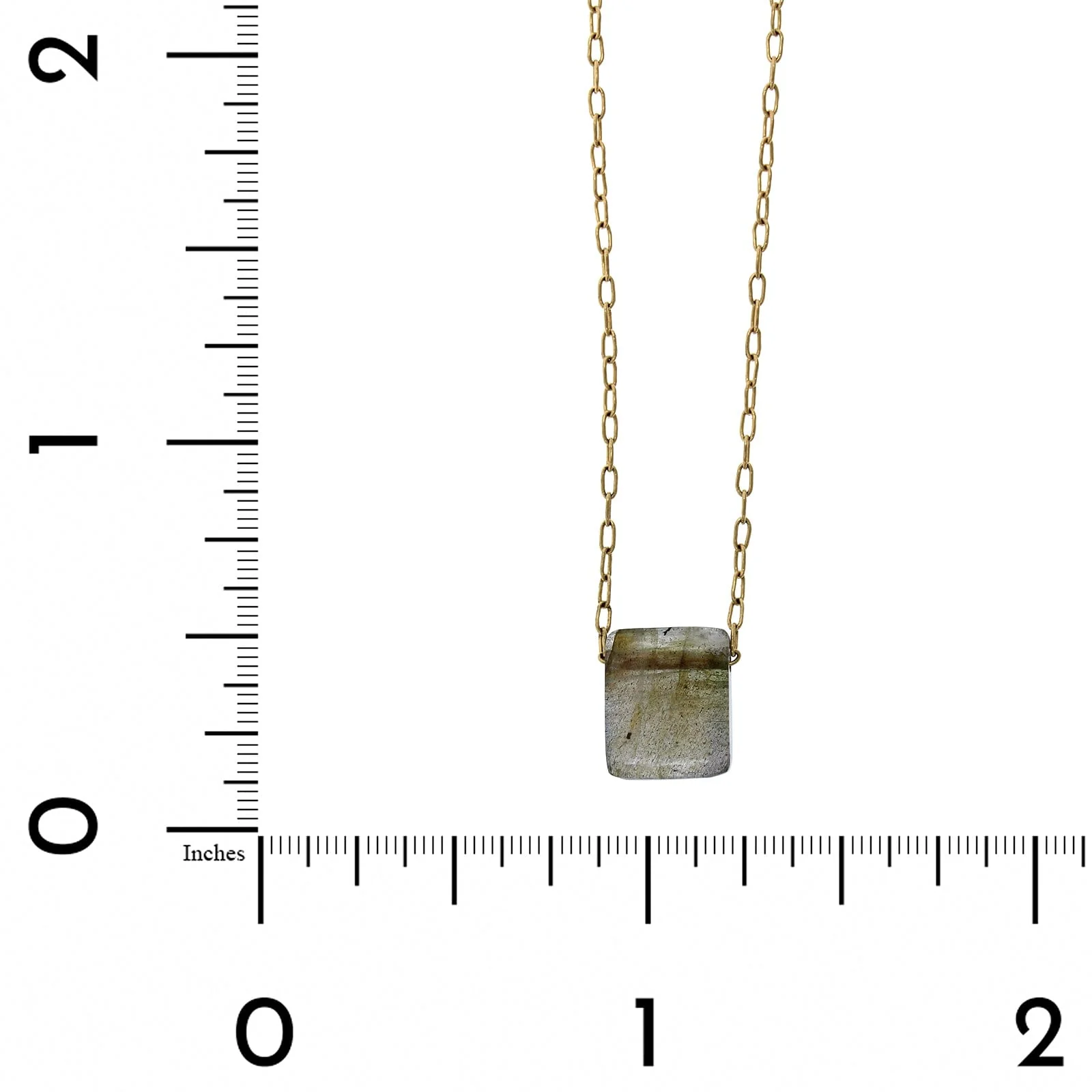 18K Yellow Gold Labradorite Chiclet Pedant - Image 4