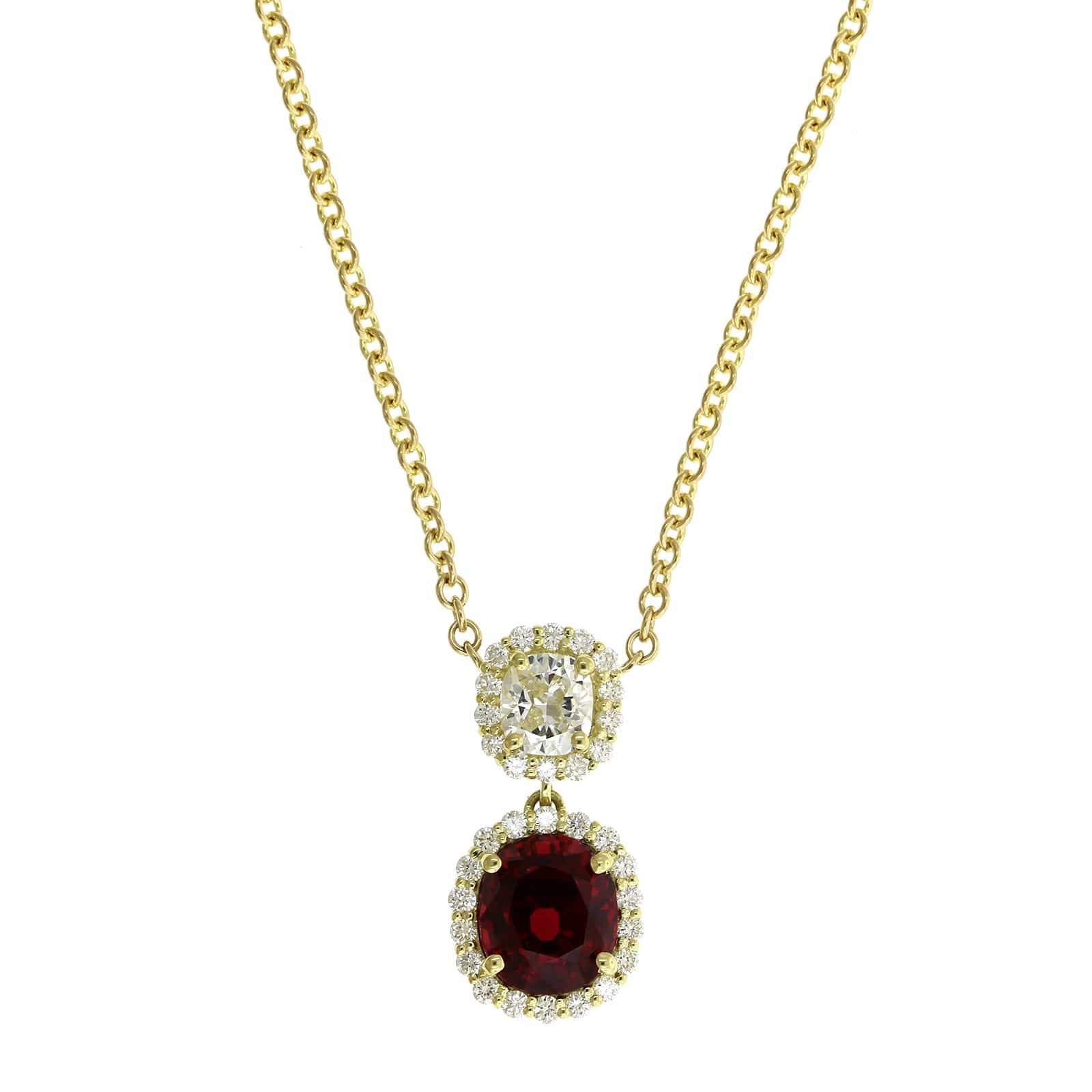 18K Yellow Gold Spinel and Diamond Necklace - Image 5
