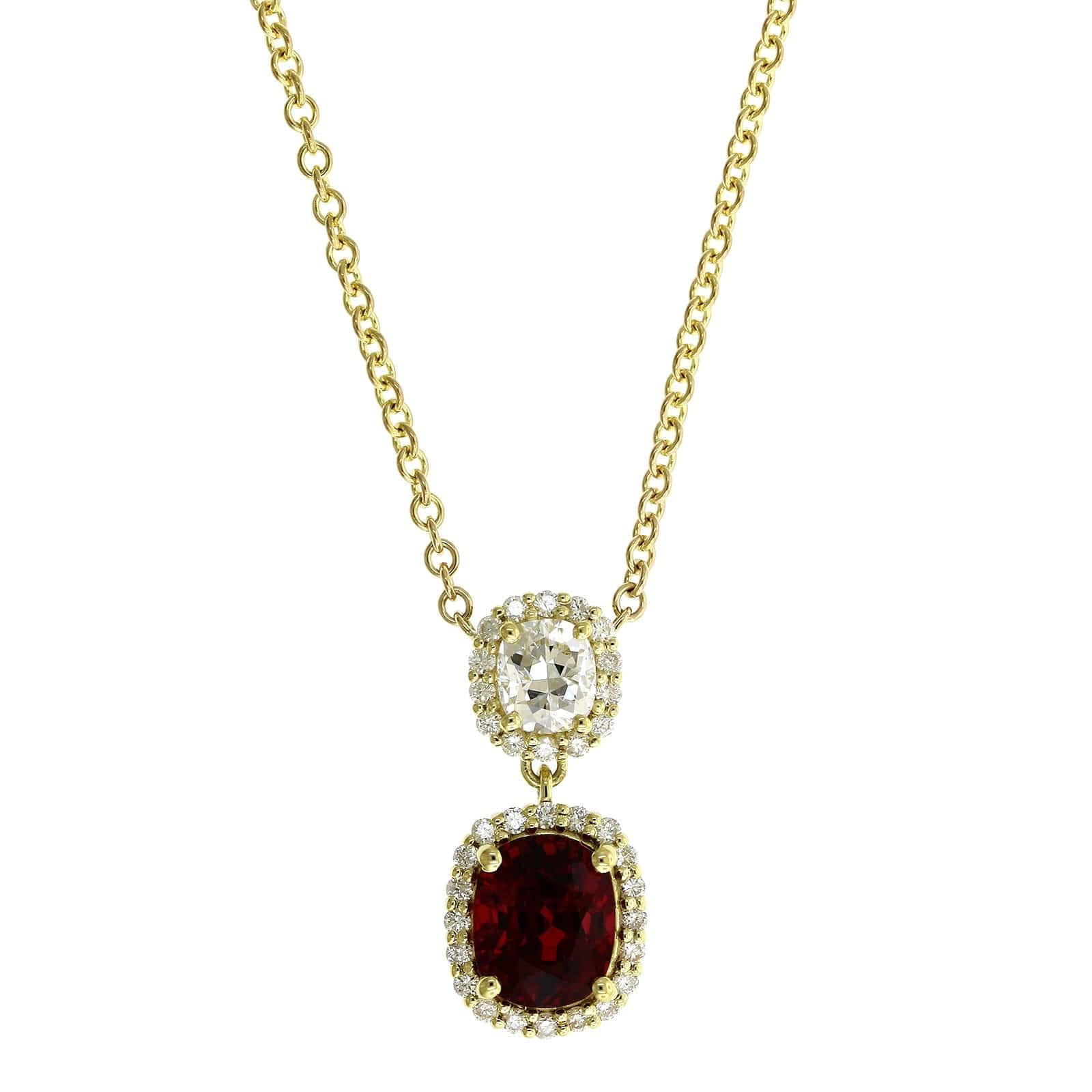 18K Yellow Gold Spinel and Diamond Necklace - Image 5
