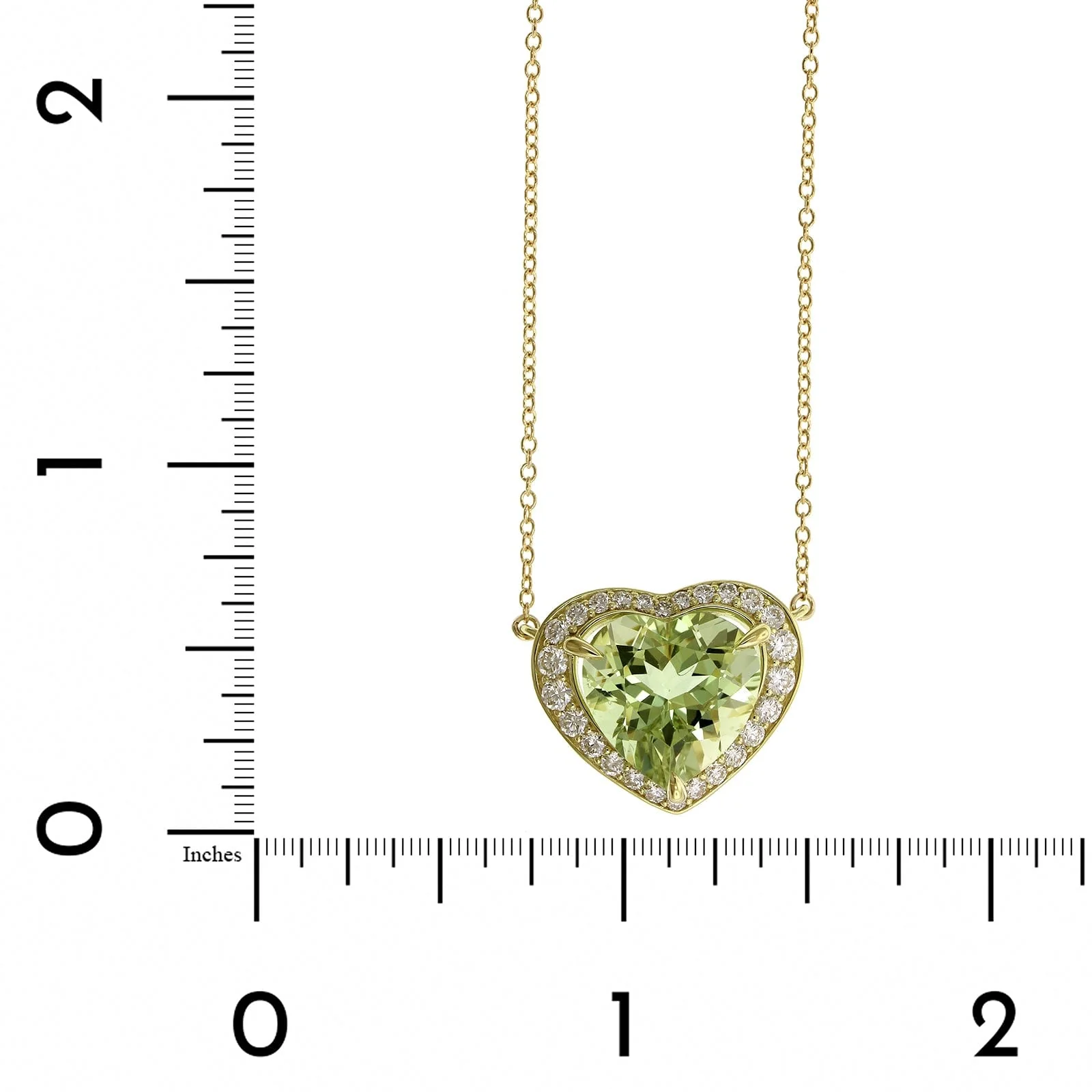 18K Yellow Gold Yellow Beryl Heart Pendant - Image 4