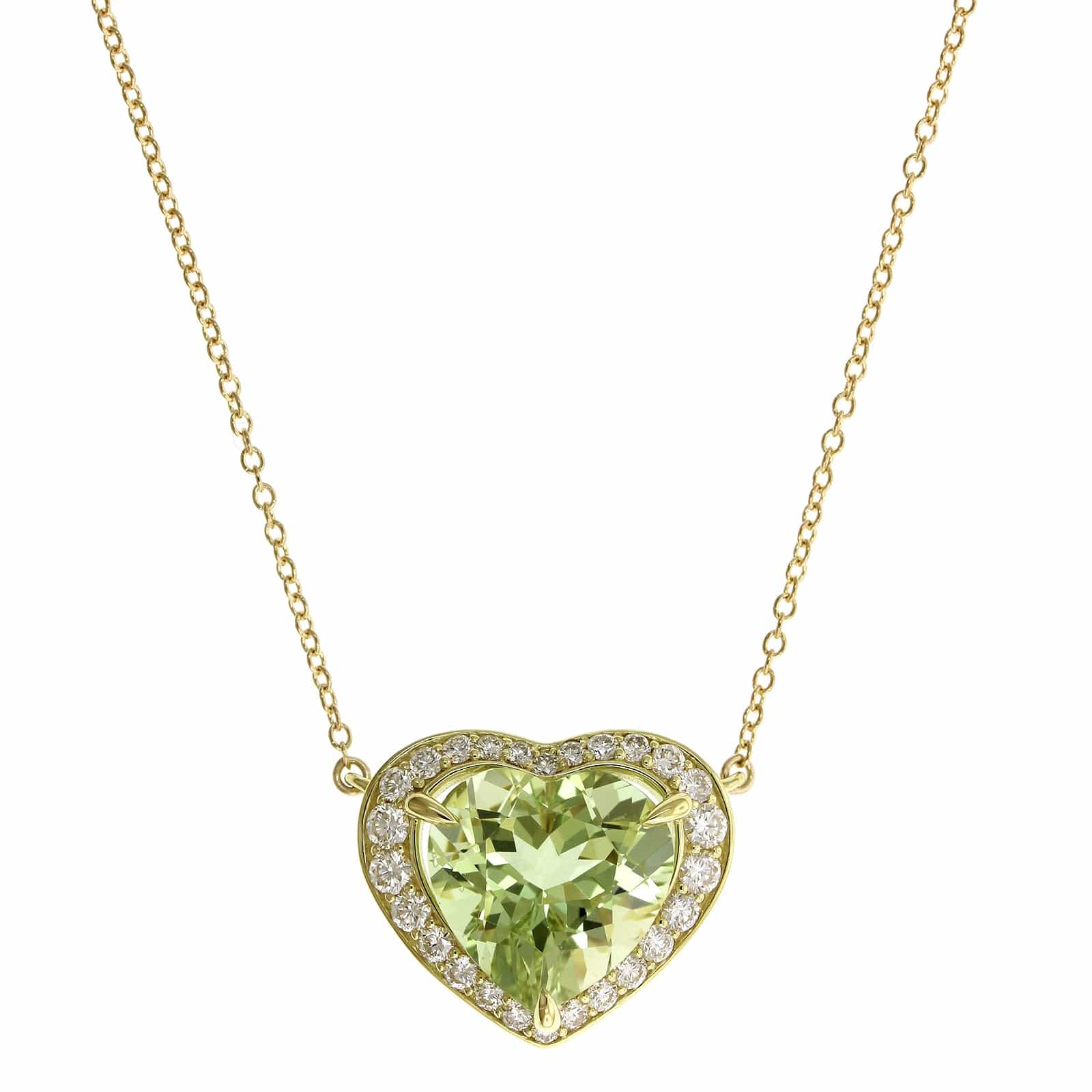 18K Yellow Gold Yellow Beryl Heart Pendant - Image 5