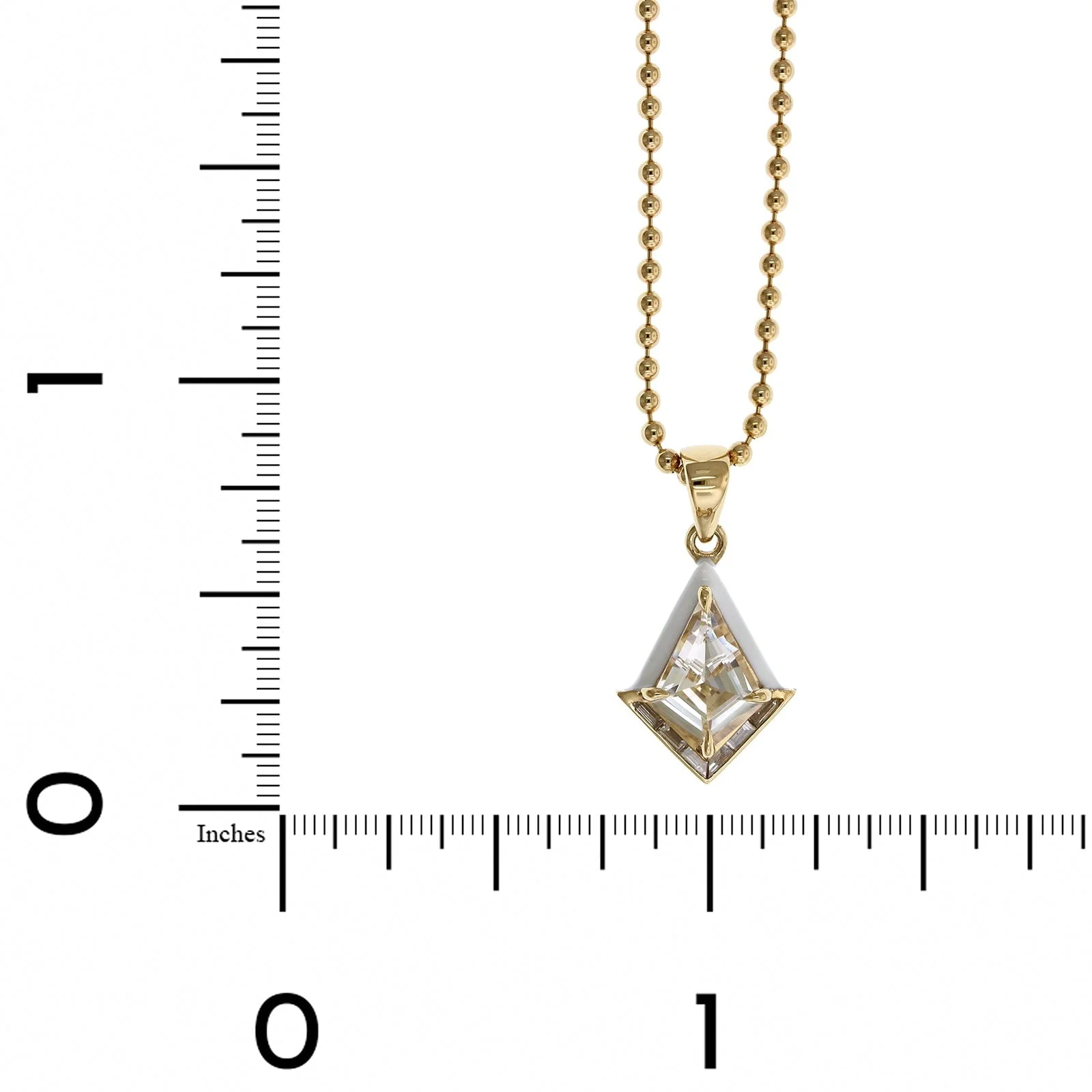 Emily P. Wheeler 18K Yellow Gold White Topaz White Enamel Diamond Pendant - Image 5