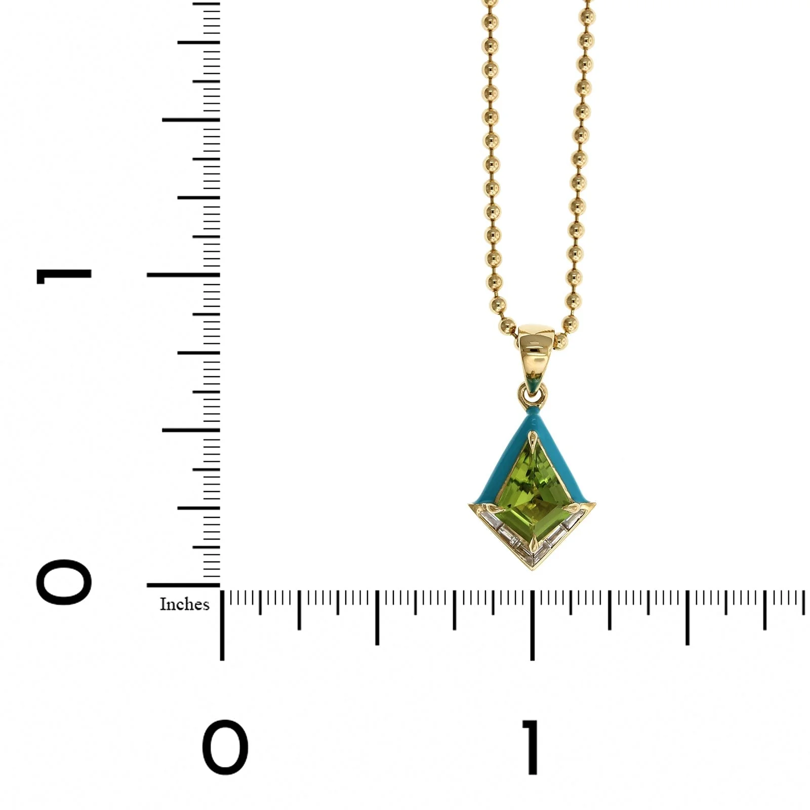 Emily P. Wheeler 18K Yellow Gold Peridot Blue Enamel Stud Pendant - Image 5