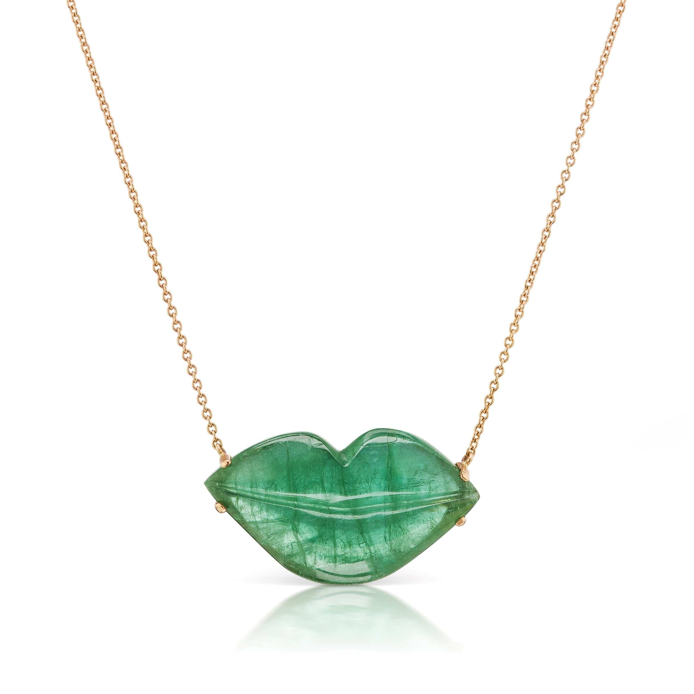 Christina Alexiou 18K Rose Gold Green tourmaline Lips Pendant