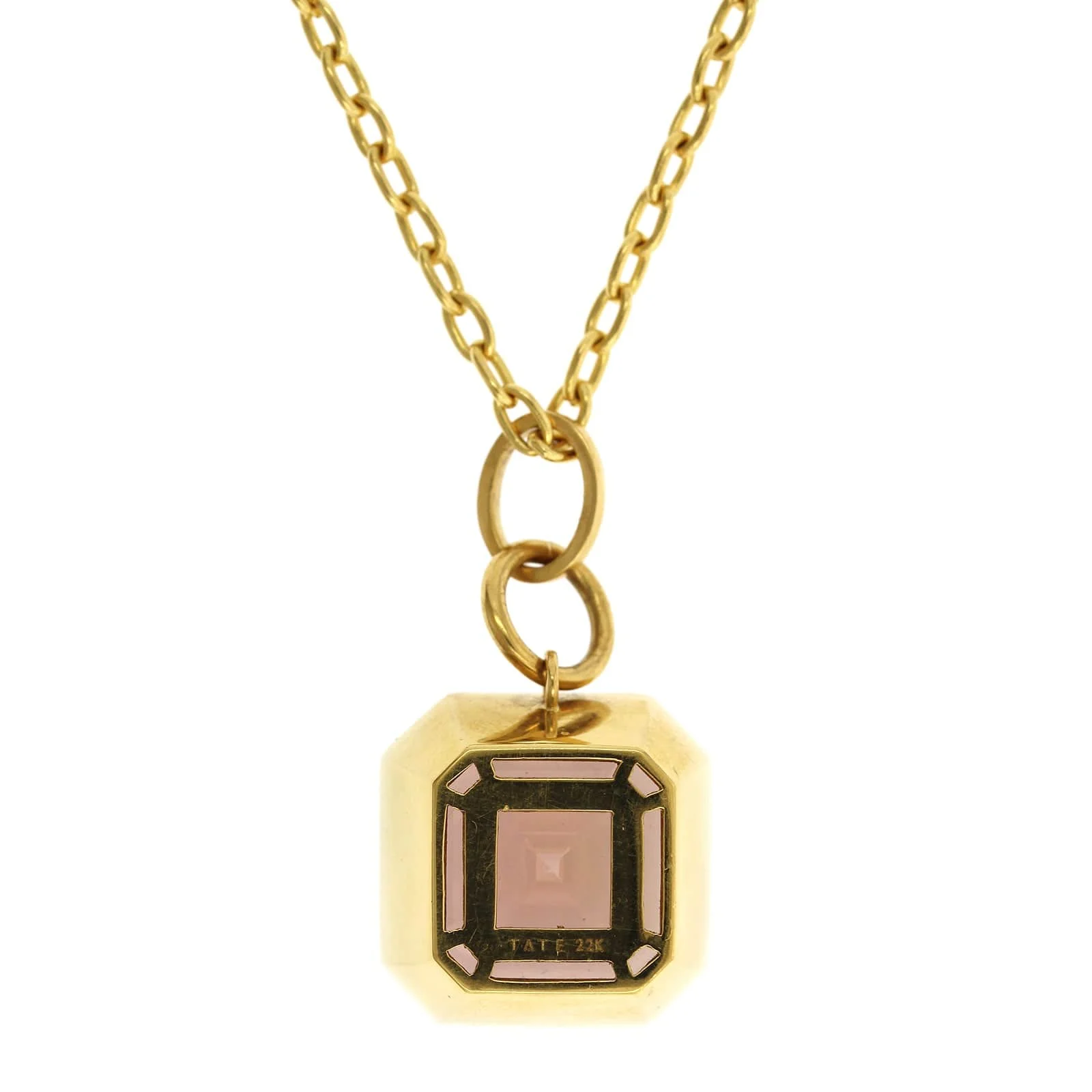 22K Yellow Gold Asscher Cut Brown Zircon Pendant - Image 3