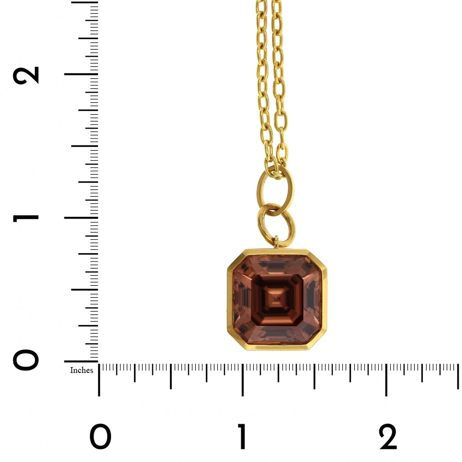 22K Yellow Gold Asscher Cut Brown Zircon Pendant - Image 5