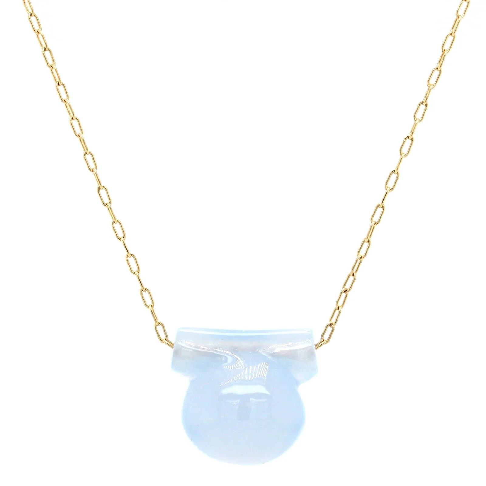 14K Yellow Gold Chalcedony Etruscan Bead Pendant - Image 5