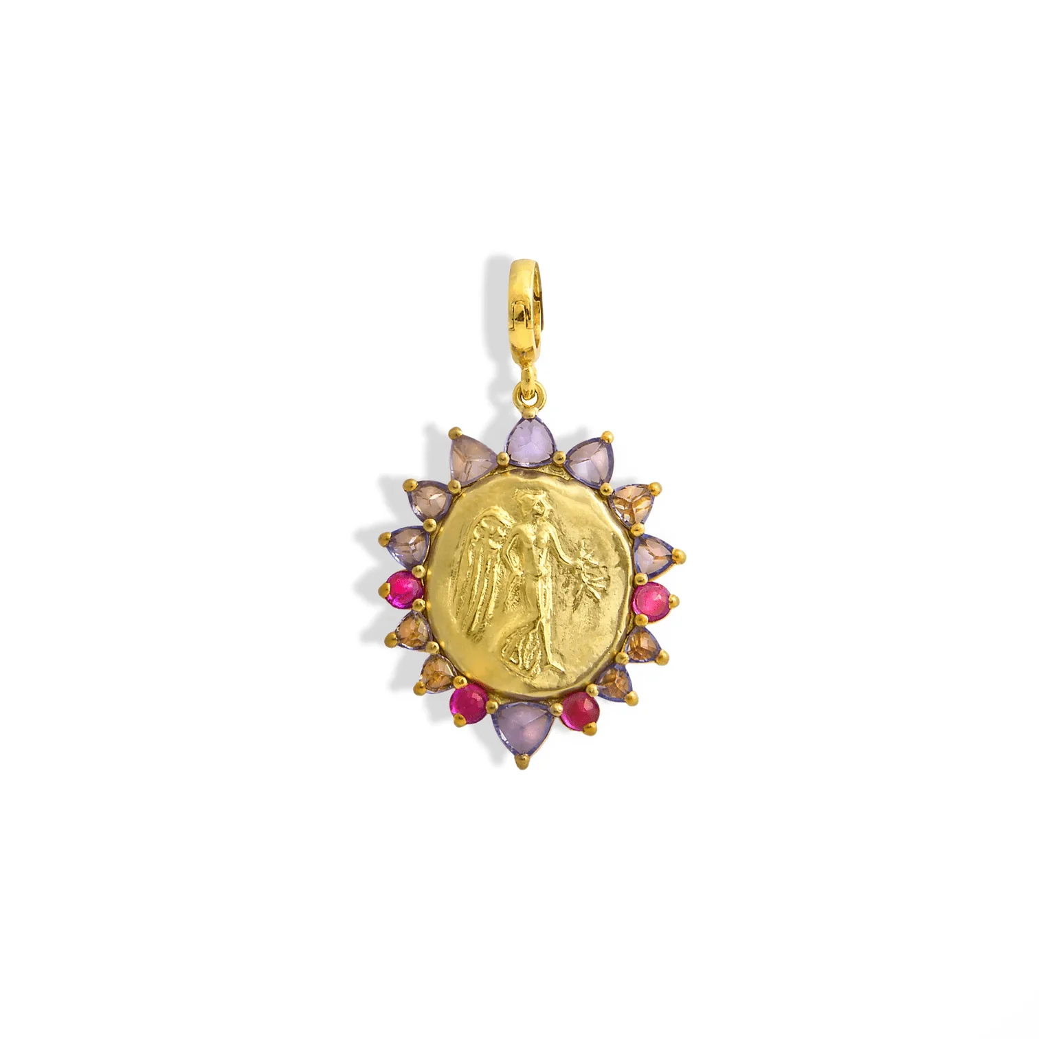 Christina Alexiou 18K Yellow Gold Tanzanite and Sapphire Pendant