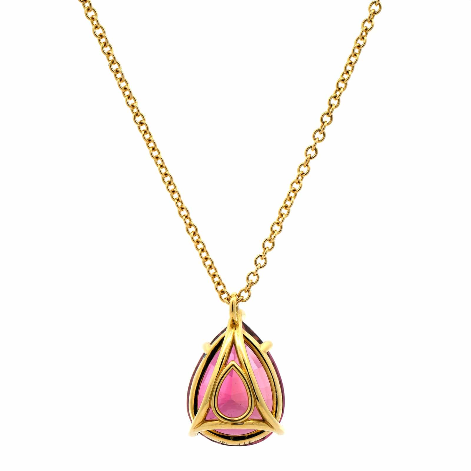 18K Yellow Gold Pear Shaped Tourmaline Necklace - Image 2