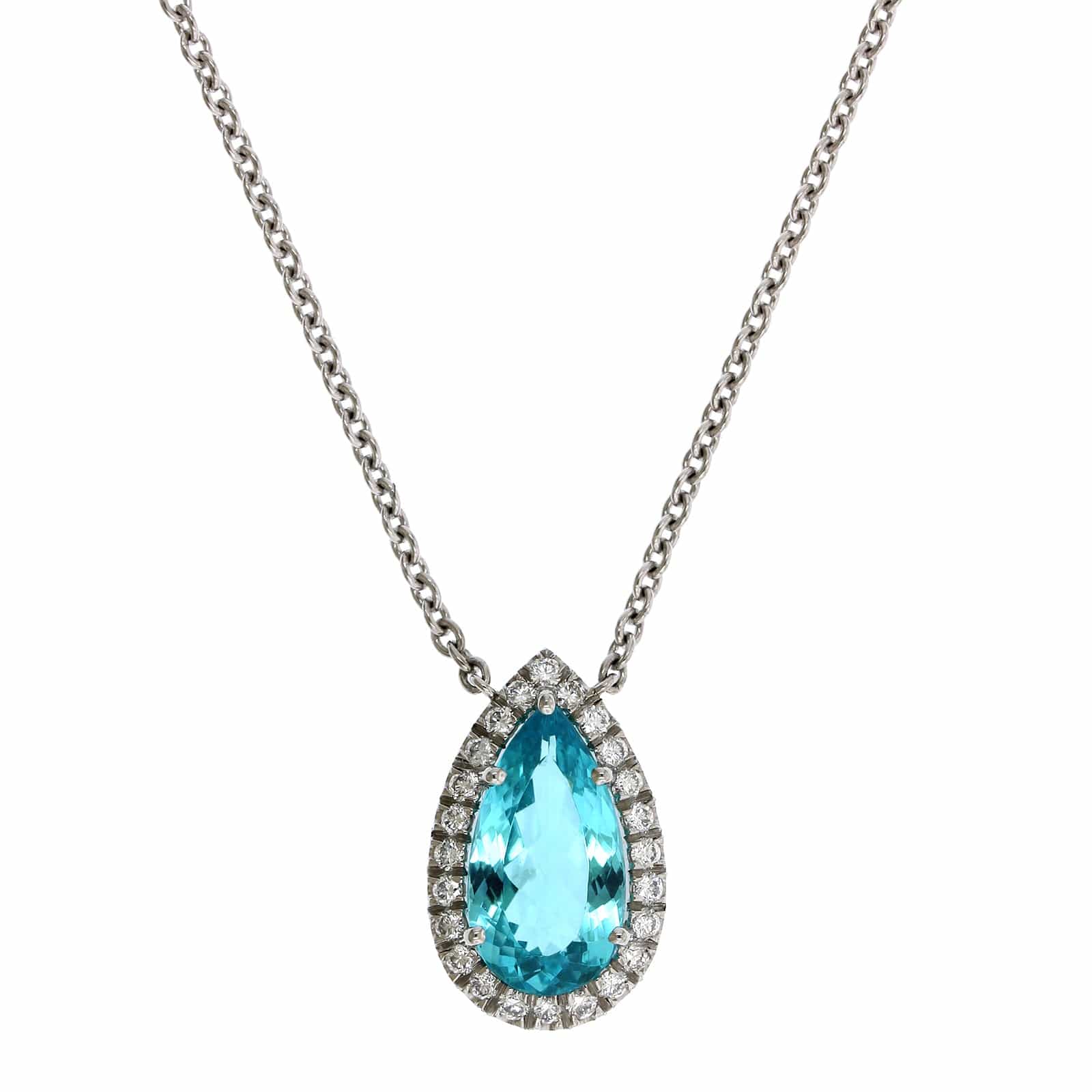 Oscar Heyman Platinum Paraiba and Diamond Halo Pendant - Image 5