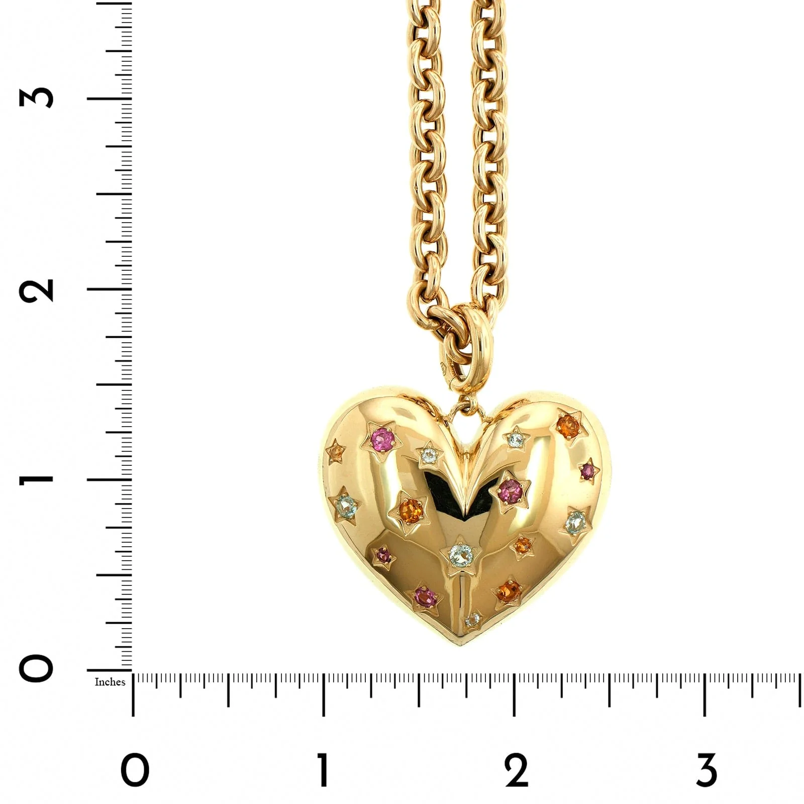 Lauren Rubinski 14K Yellow Gold & Tourmaline, Citrine, Topaz Heart Pendant Necklace - Image 4