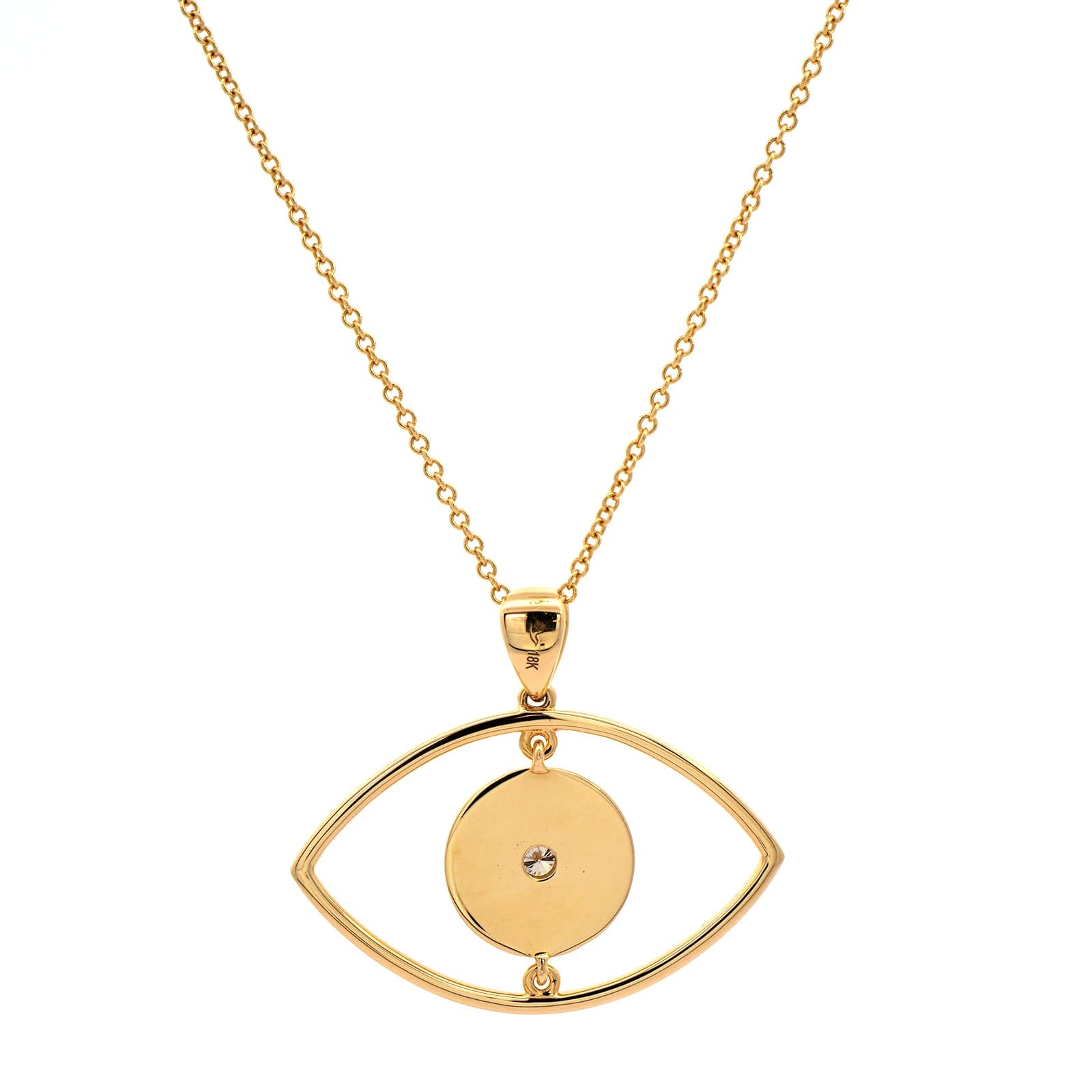 18K Yellow Gold Evil Eye Pendant Necklace with Lapis and Diamonds - Image 2