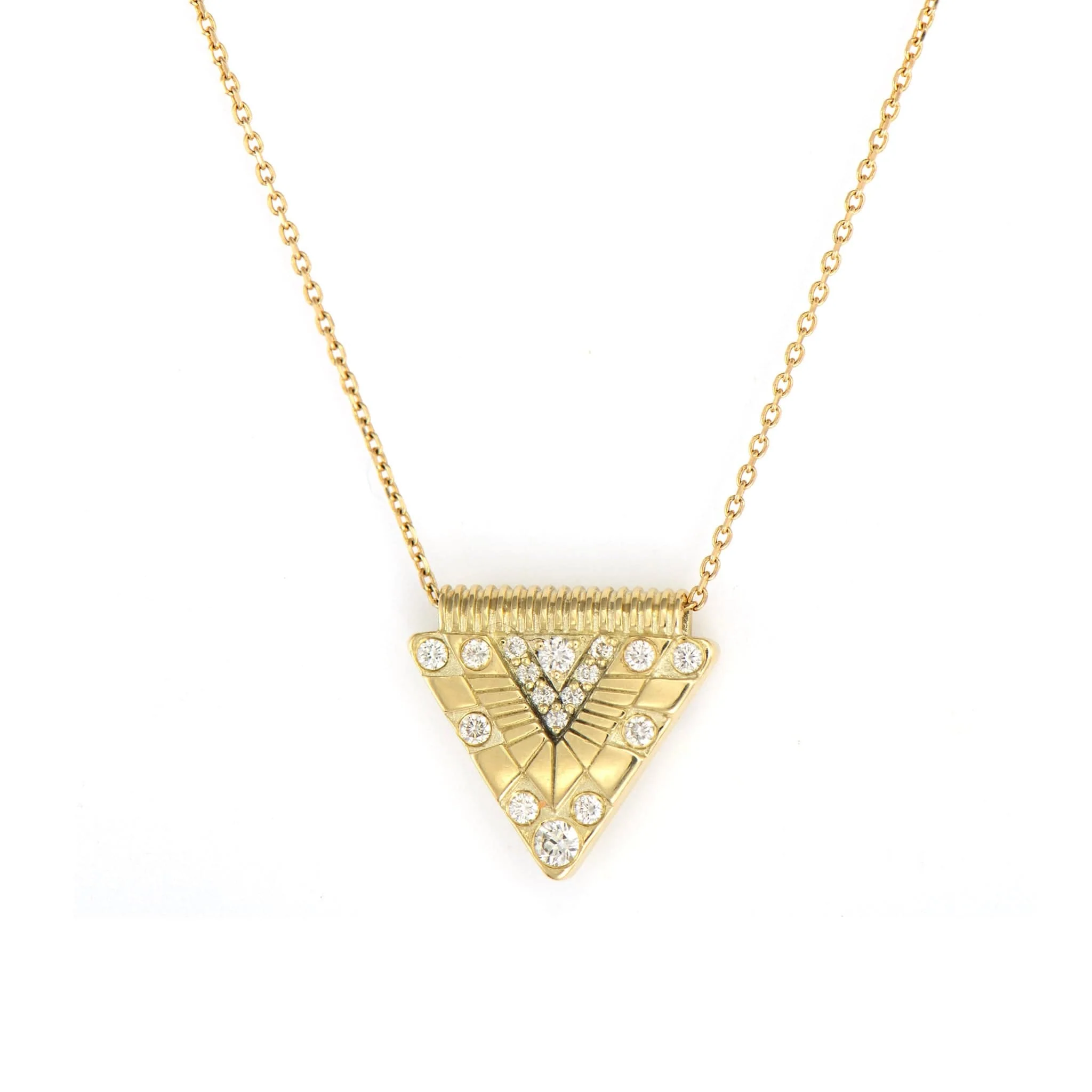 Three Stories 14K Yellow Gold Double Sided Evil Eye Sapphire and Diamond Necklace - Image 2