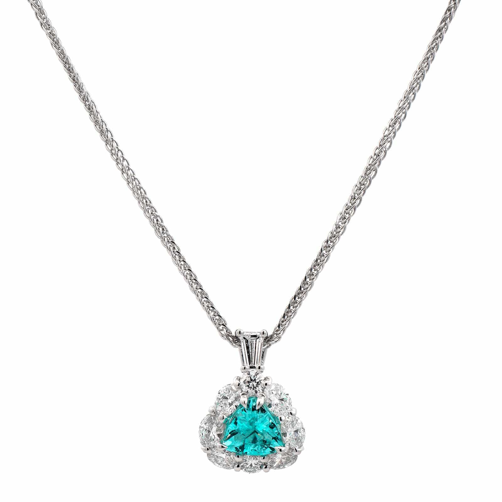 Platinum Paraiba and Diamond Pendant Necklace