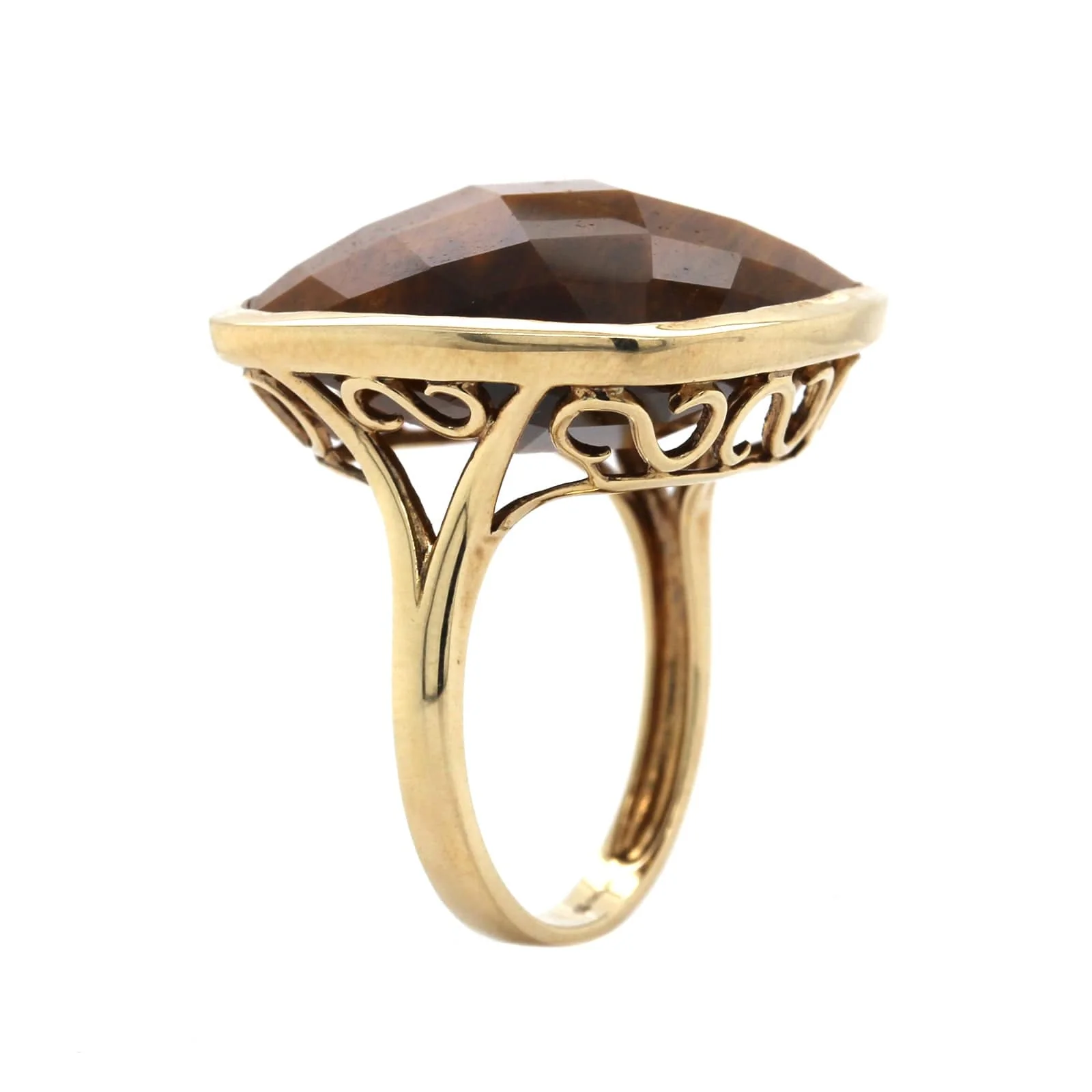 14K Yellow Gold Cushion Tiger Eye Ring - Image 2