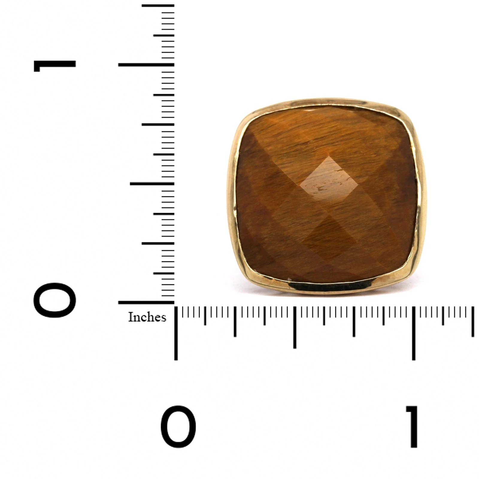 14K Yellow Gold Cushion Tiger Eye Ring - Image 3