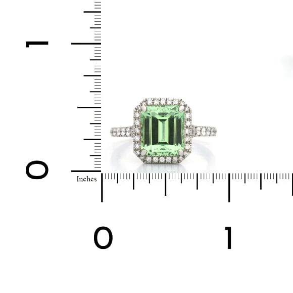 Platinum Mint Garnet Diamond Halo Ring - Image 3