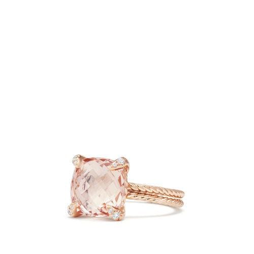 Chatelaine® Ring with Morganite and Diamonds in 18K Rose Gold, 11mm - Image 2