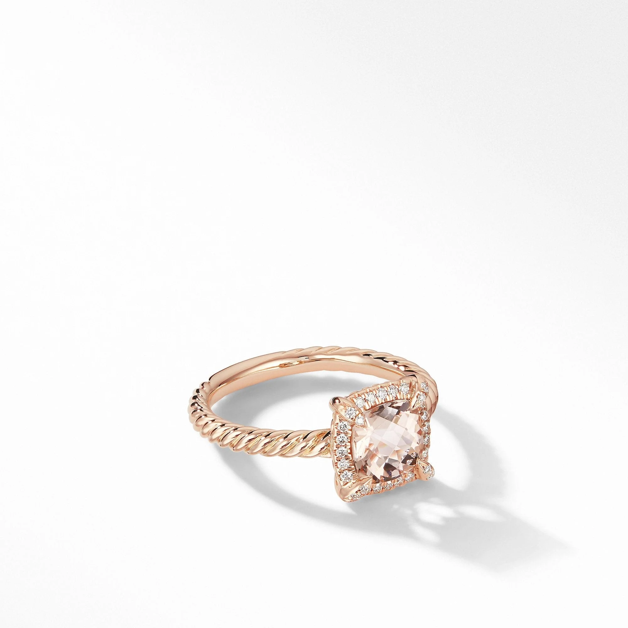 Petite Chatelaine® Pavé Bezel Ring in 18K Rose Gold with Morganite - Image 2