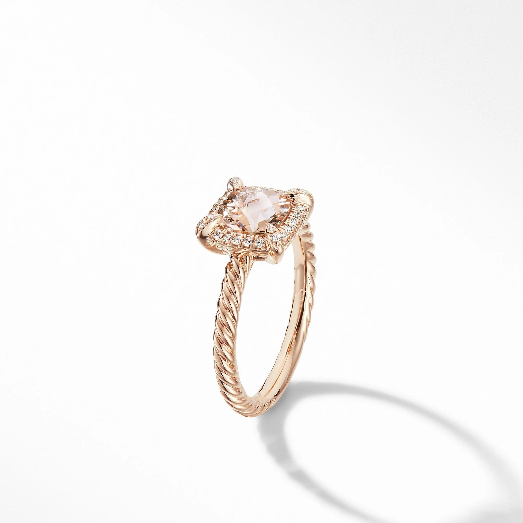 Petite Chatelaine® Pavé Bezel Ring in 18K Rose Gold with Morganite - Image 3