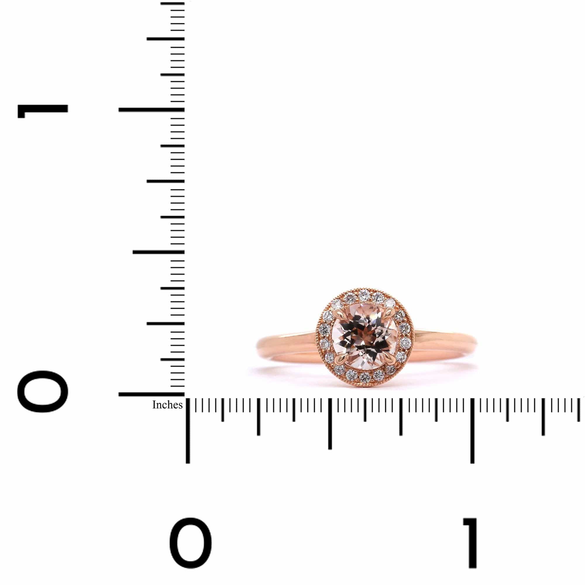14K Rose Gold Morganite Diamond Halo Ring - Image 3