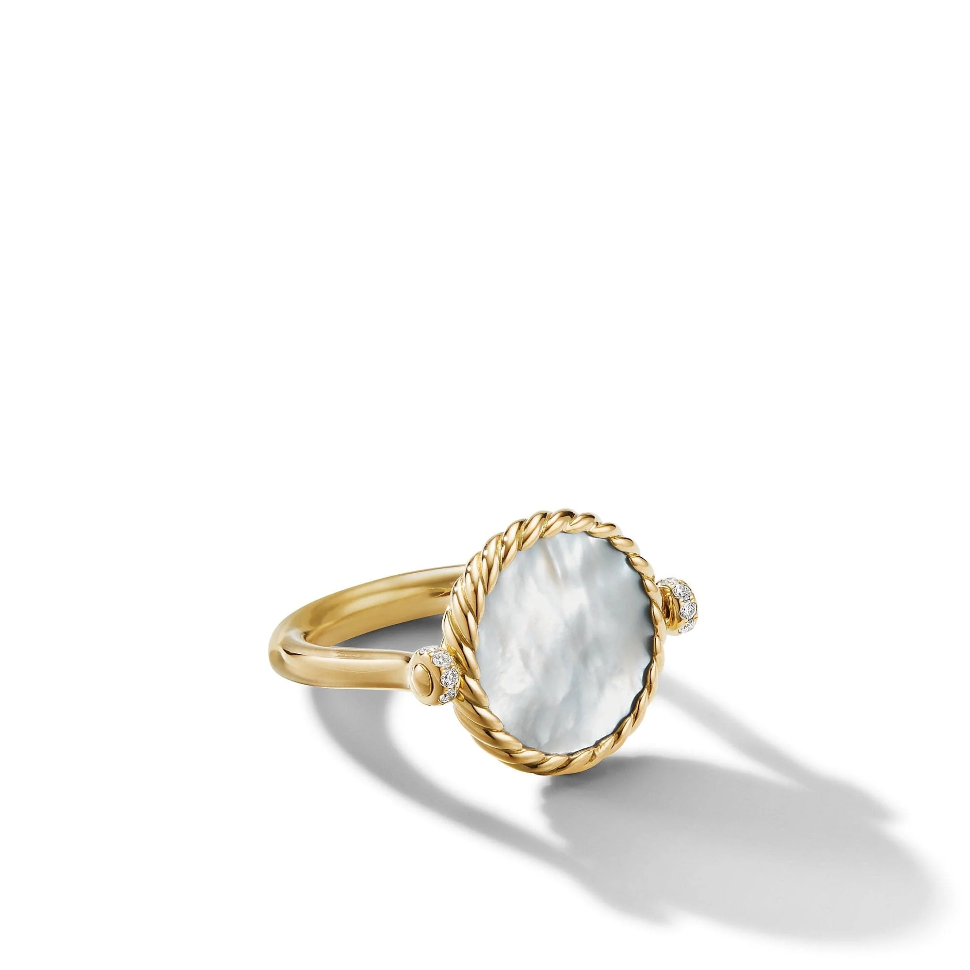 DY Elements Swivel Ring in 18K Yellow Gold with Black Onyx and Mother of Pearl and Pavé Diamonds - Image 2
