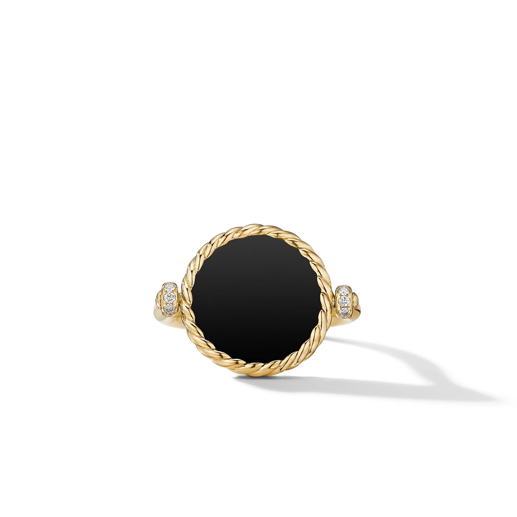 DY Elements Swivel Ring in 18K Yellow Gold with Black Onyx and Mother of Pearl and Pavé Diamonds - Image 3