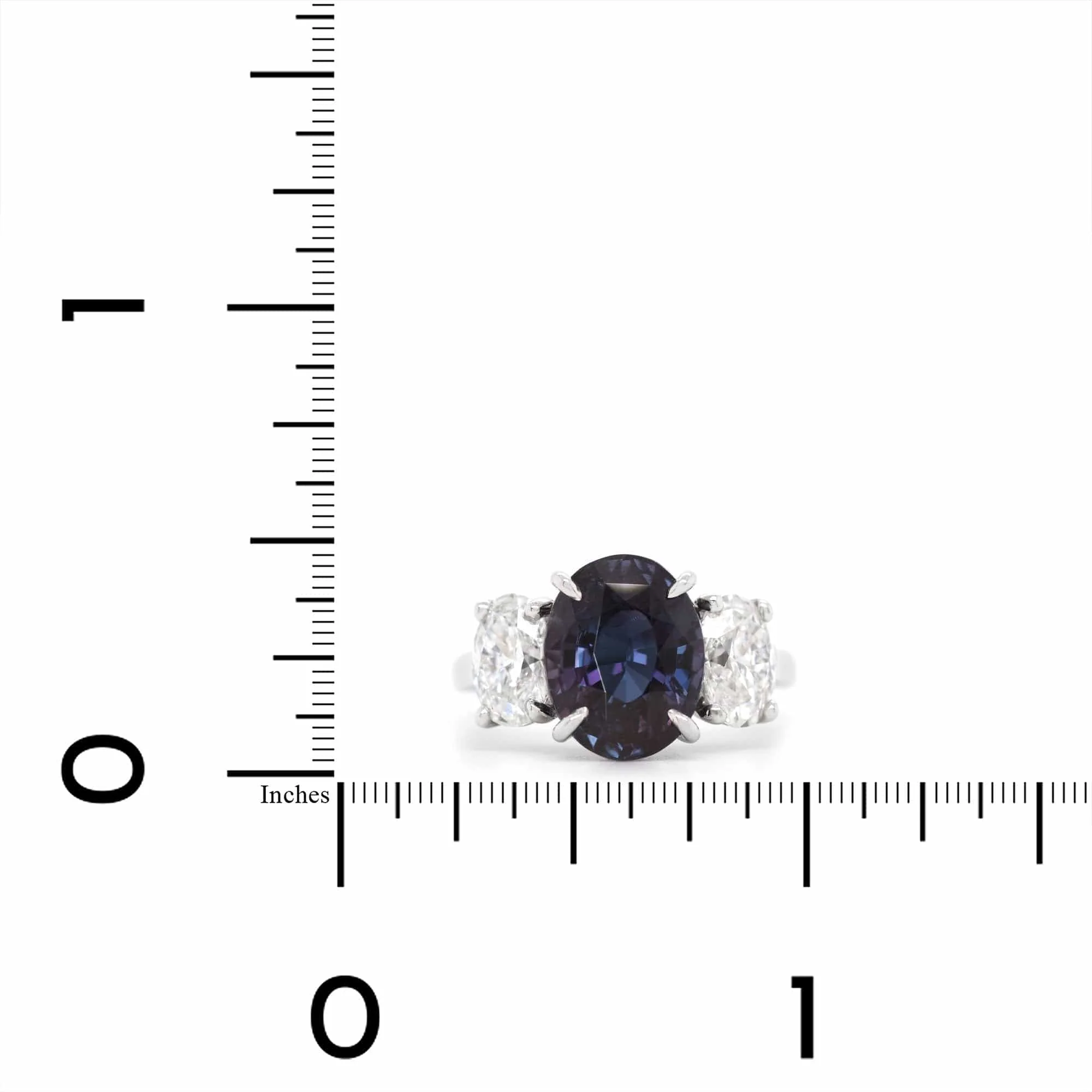Oscar Heyman Platinum Alexandrite and Diamond Three Stone Ring - Image 4