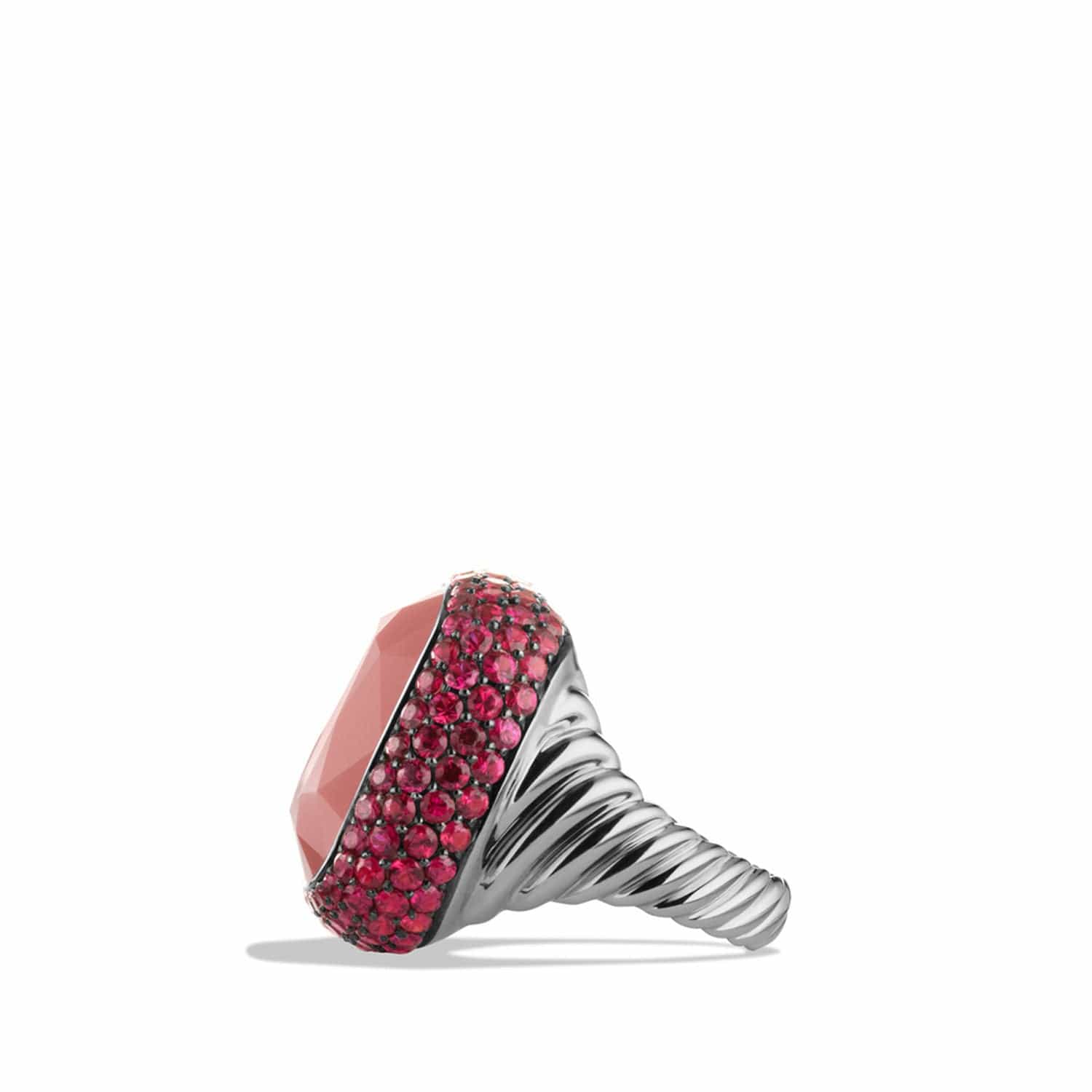 18k White Gold Guava Quartz Bezel Set Ring - Image 2