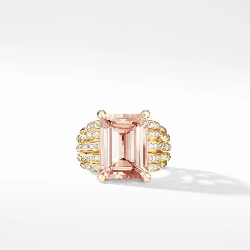 Tides Statement Ring in 18K Yellow Gold with Morganite and Diamonds - Image 3