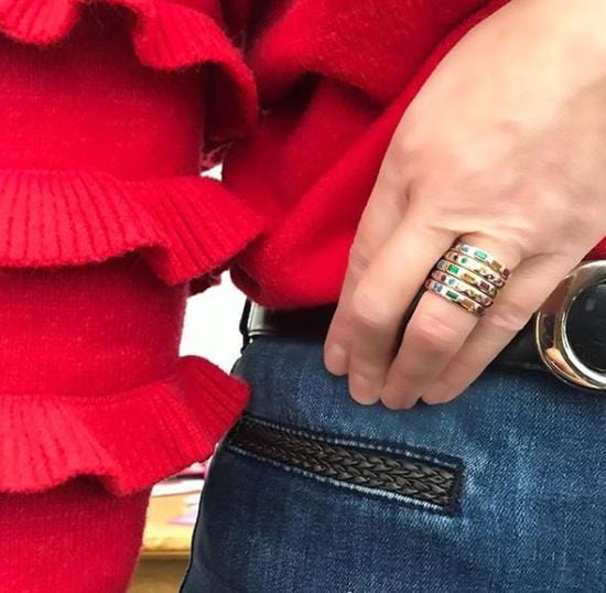 Personalized Melody Skinny Rainbow Ring - Image 2