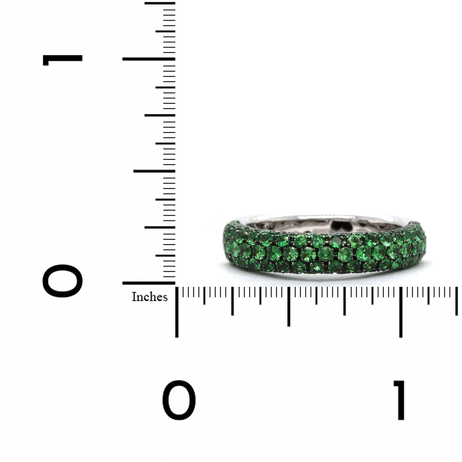 18K White Gold 3 Row Pave Tsavorite Ring - Image 3