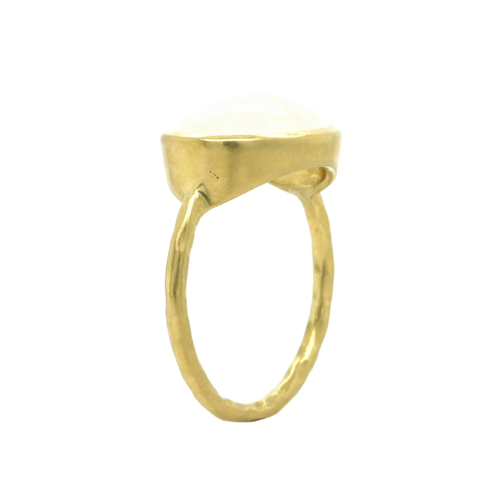 18K Yellow Gold Oval Rainbow Moonstone Ring - Image 2