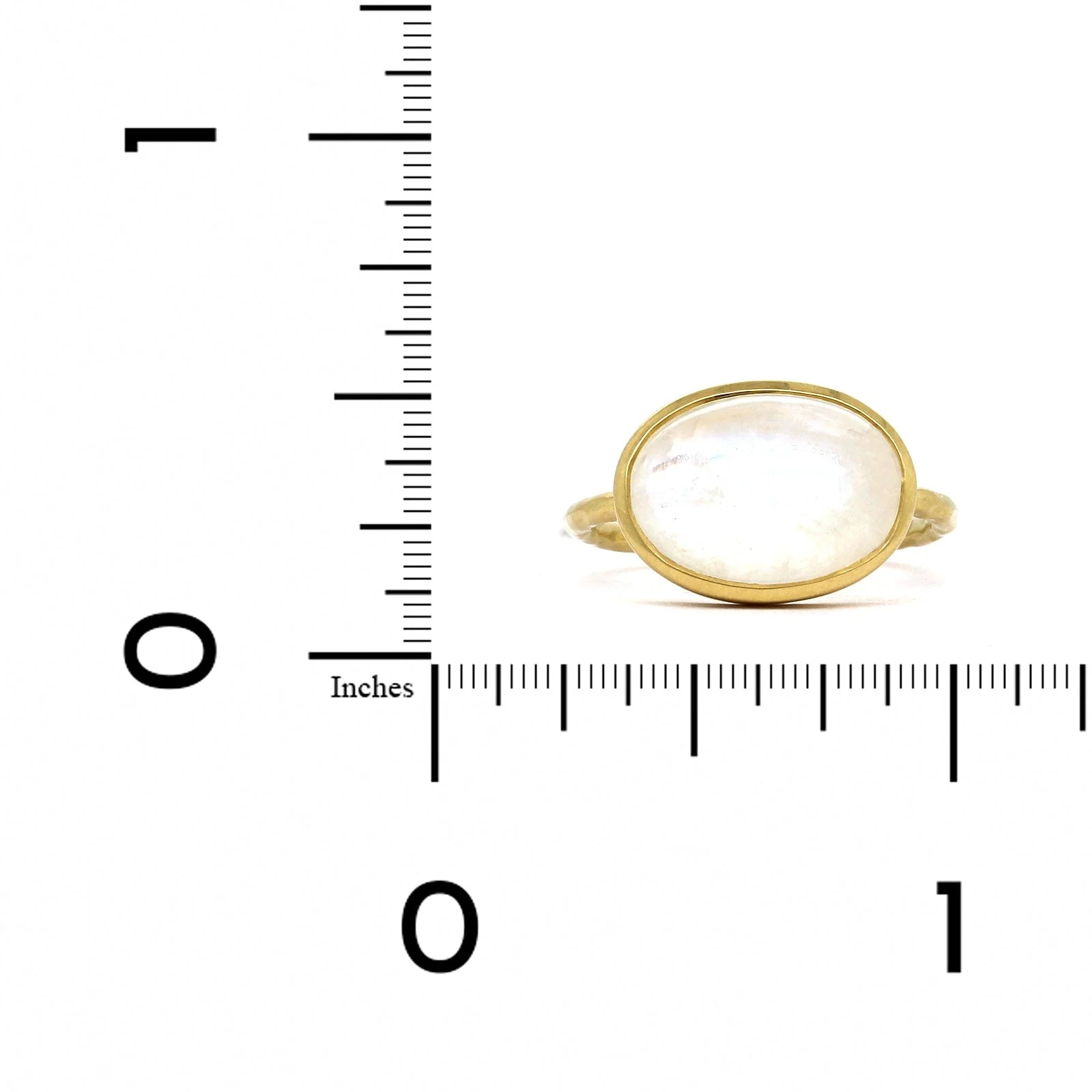 18K Yellow Gold Oval Rainbow Moonstone Ring - Image 3