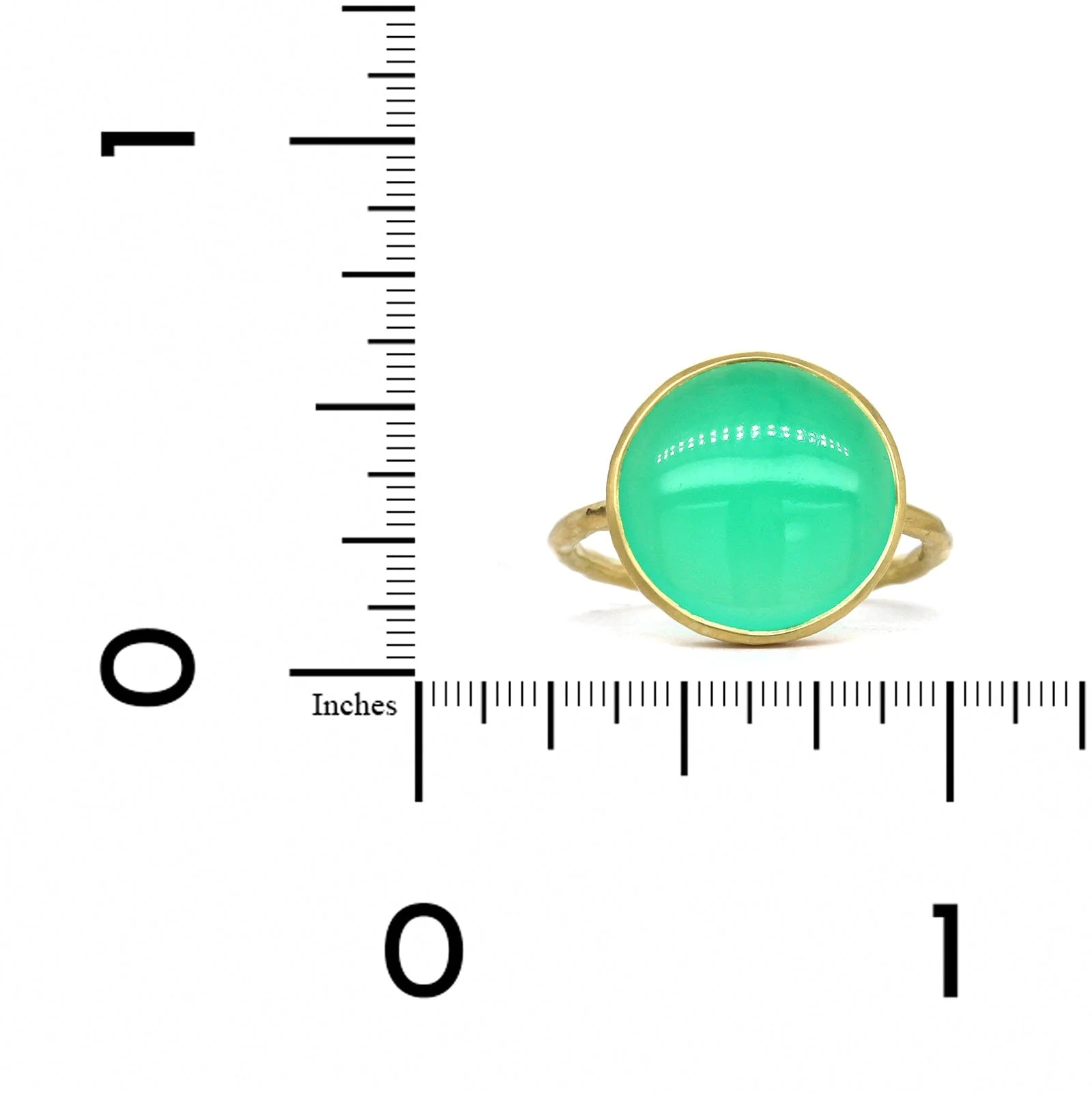 18K Yellow Gold Round Chrysoprase Ring - Image 3