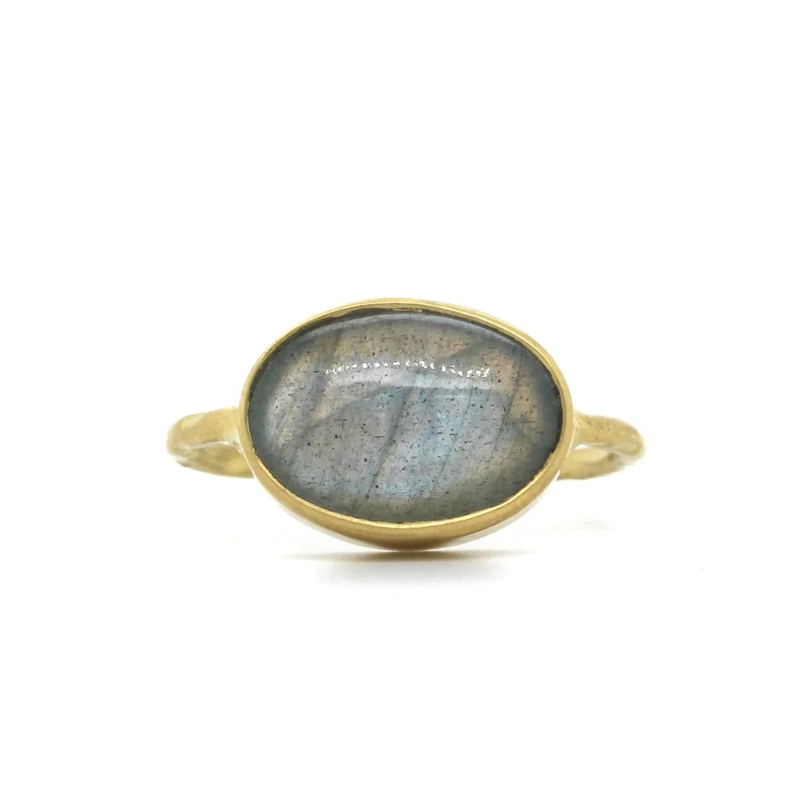 18K Yellow Gold Oval Labradorite Ring
