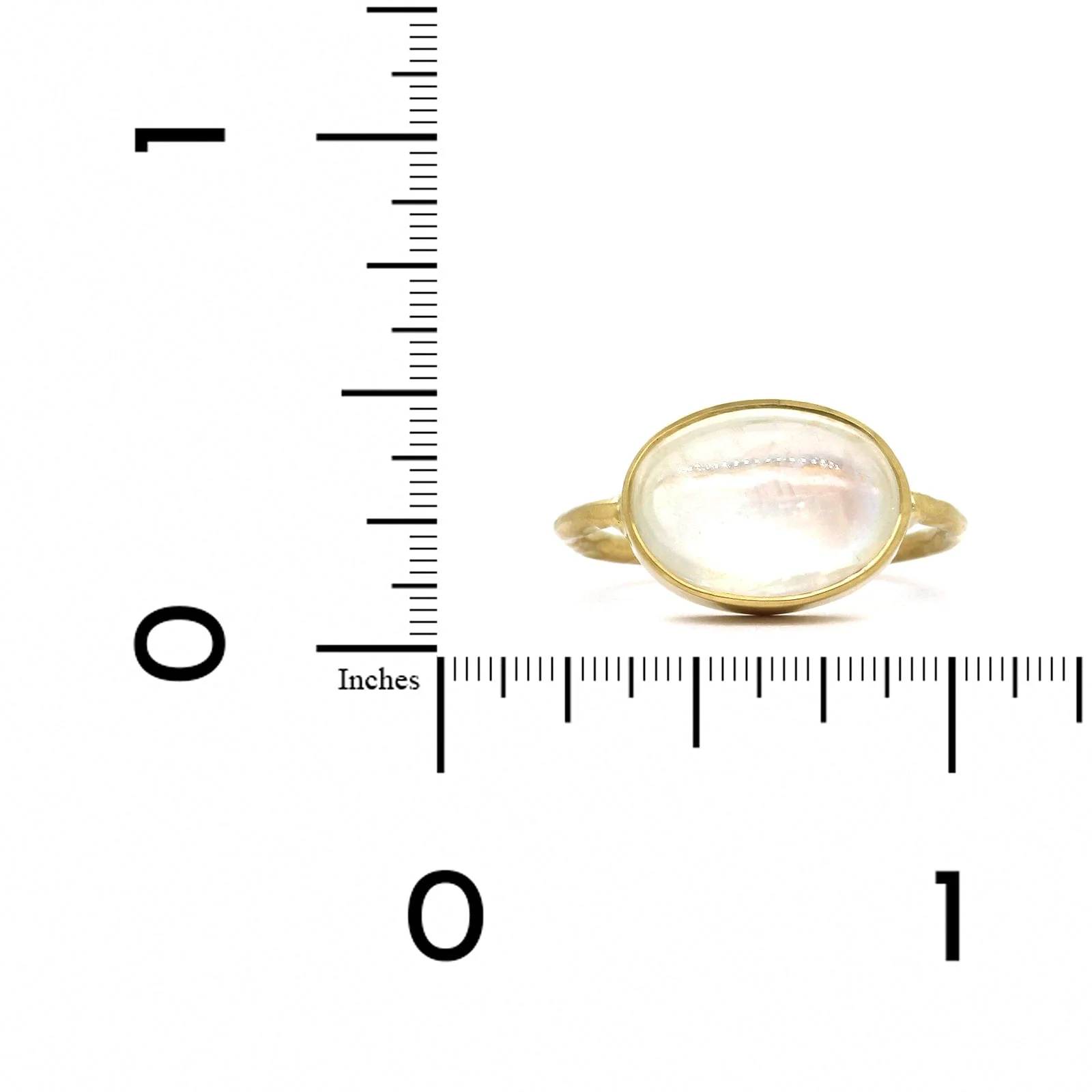 18K Yellow Gold Oval Rainbow Moonstone Ring - Image 3
