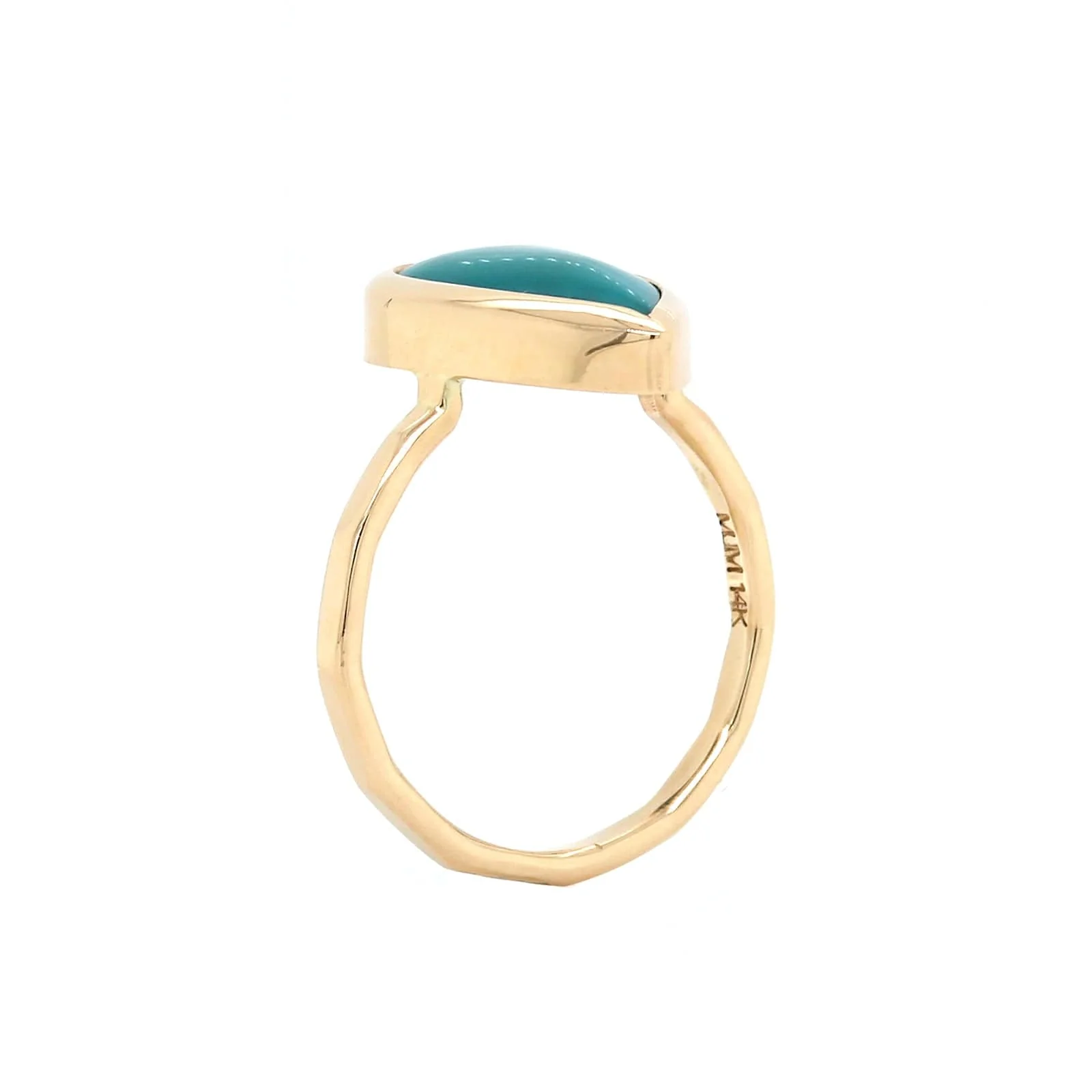 14K Yellow Gold Pear Shape Chrysocolla Ring - Image 2
